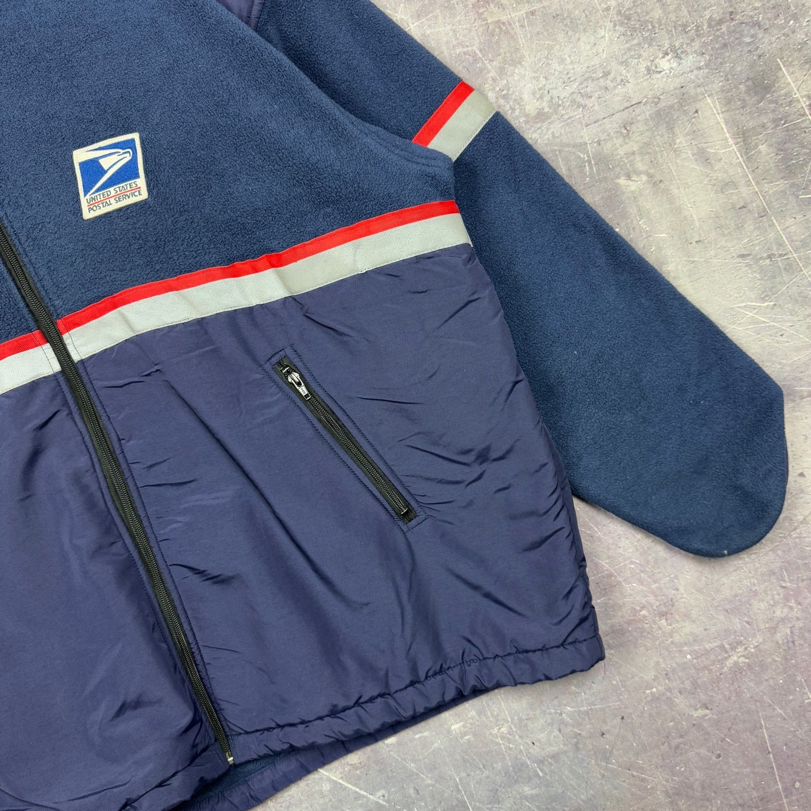 Vintage 90s Navy Blue USPS Reflective USA Made Fleece Jacket 1360 Size US XXL / EU 58 / 5 - 5 Thumbnail