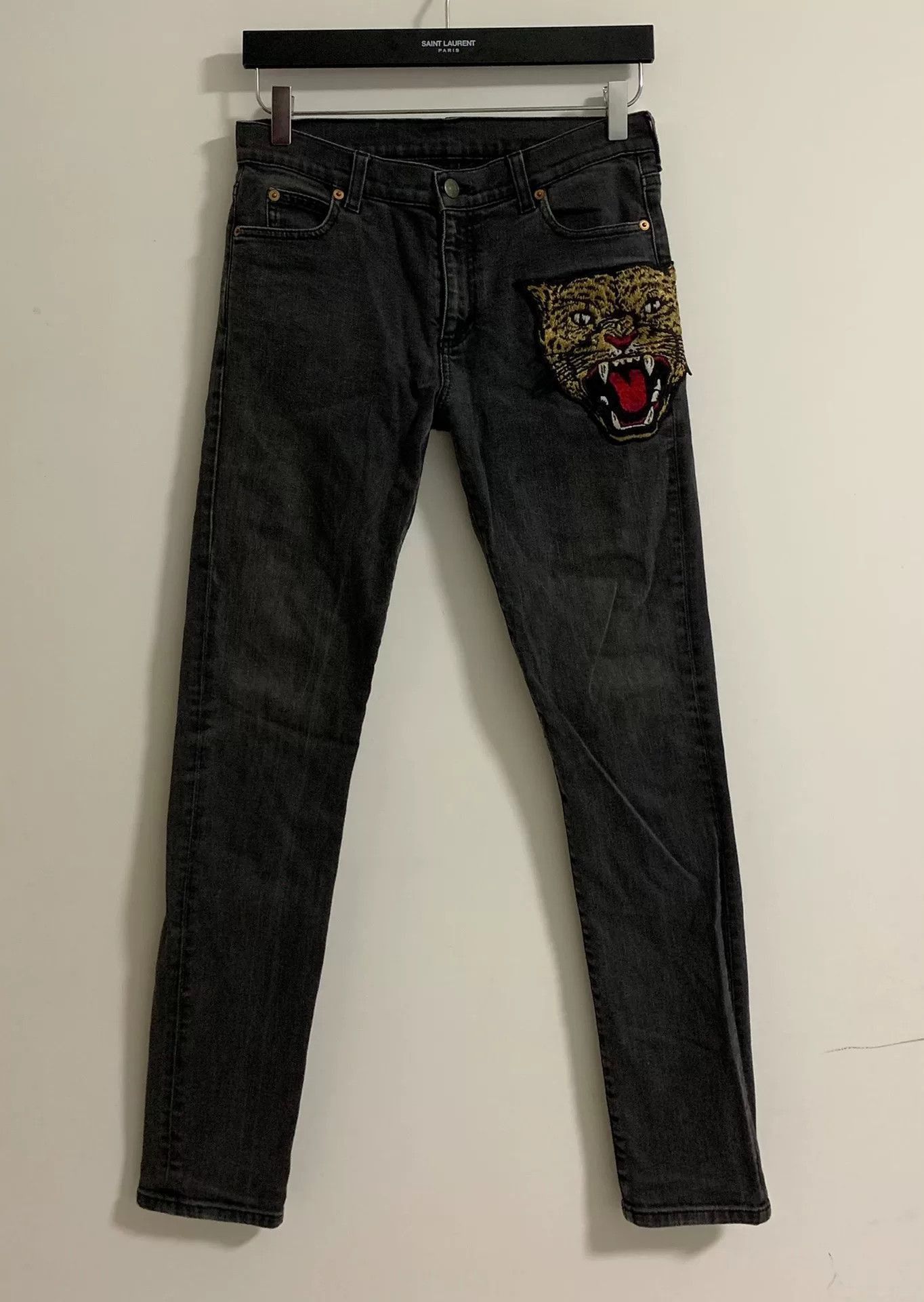 Gucci Gucci Gray Tiger Embroidered Denim Pants. Size US 28 / EU 44 - 1 Thumbnail