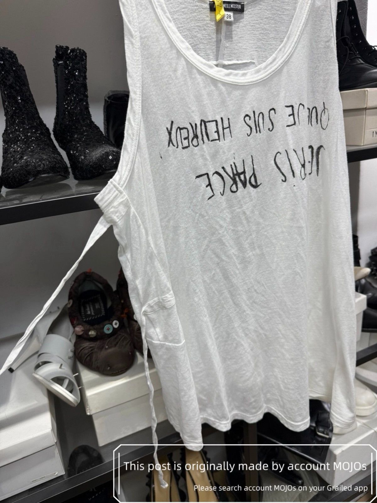 Ann Demeulemeester Ann Demeulemeester Up side Down Slogan Tank Top mojos9 Size US S / EU 44-46 / 1 - 3 Thumbnail