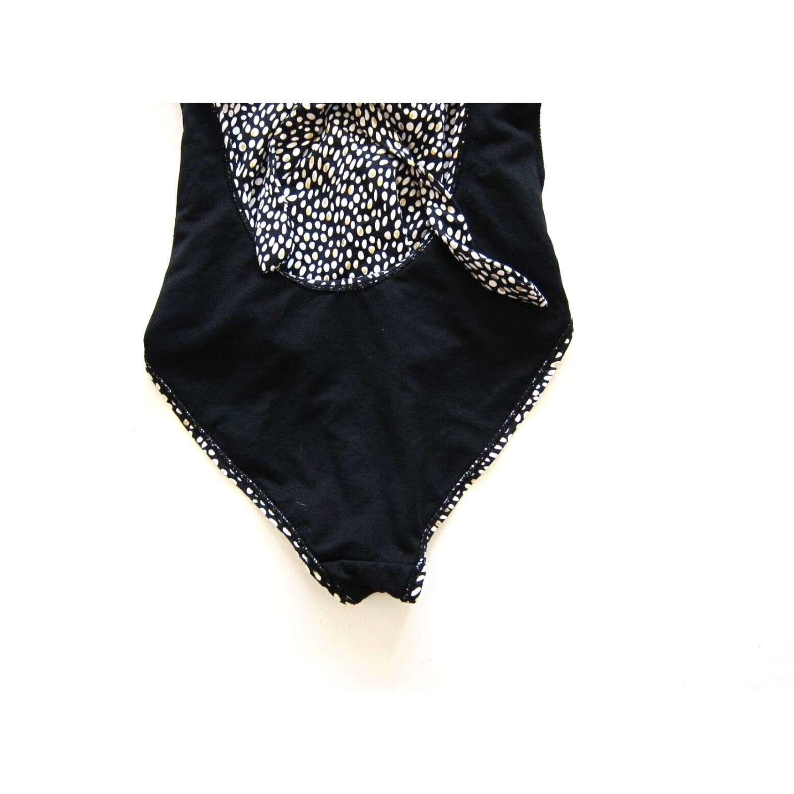 Vintage Atmosphere One Piece Halter Swimsuit Women 2 Black Polka Dot Built-In Bra Size ONE SIZE - 5 Thumbnail