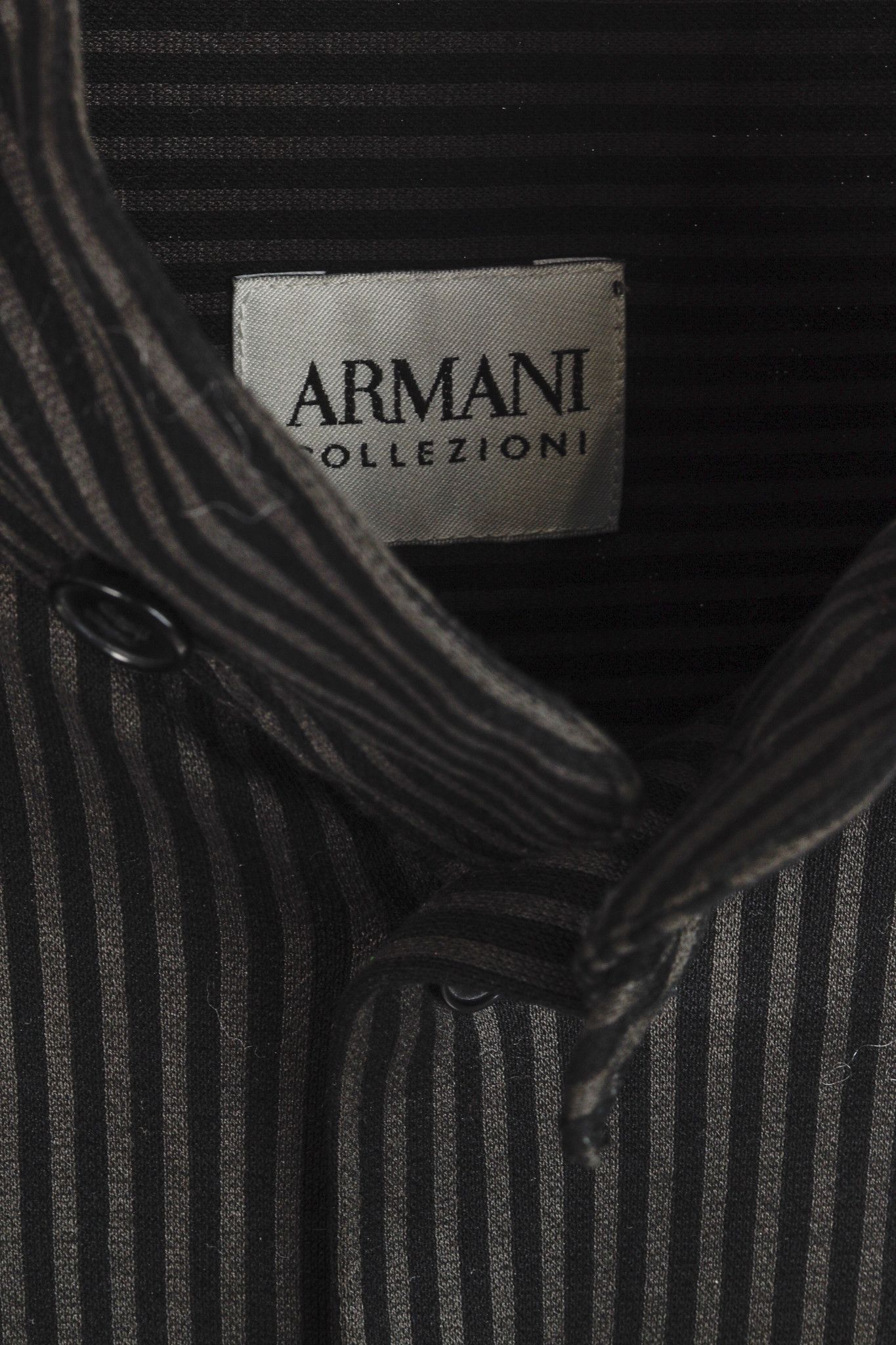 Armani Collezioni Armani Collezioni Grey and Black Striped Jersey Button-Up Size S / US 4 / IT 40 - 6 Thumbnail