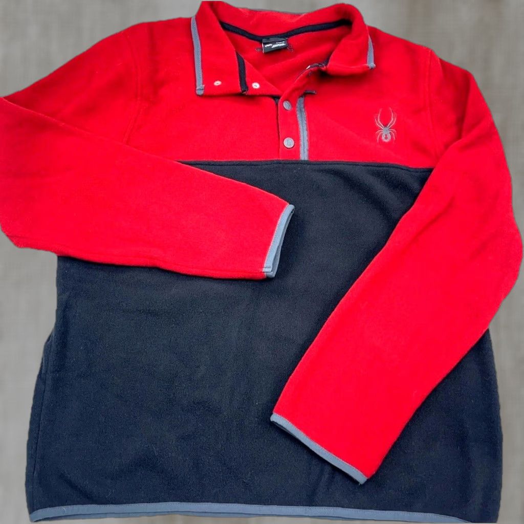 Spyder Spyder Sweater Men Large Red Black Fleece Pullover Colorblock Mock Neck Winter Casual Adventure Sweatshirt Shirt? Size US L / EU 52-54 / 3 - 1 Thumbnail