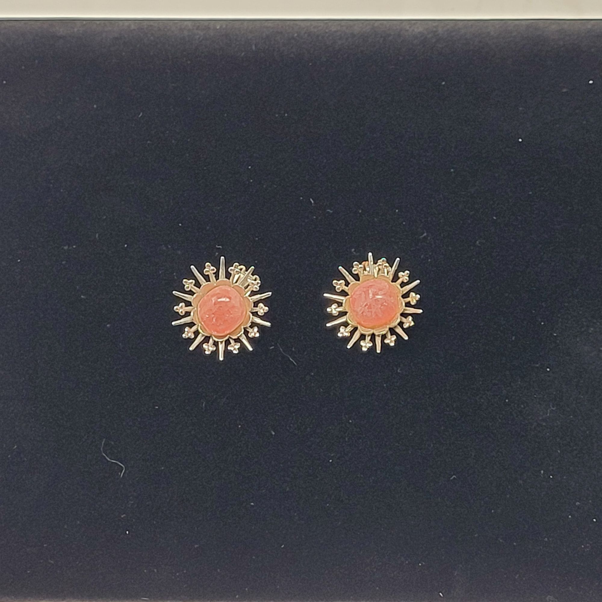 Vintage Vintage 60s Pink Quartz Sunburst Satellite Clip-On Earrings Size ONE SIZE - 7 Thumbnail