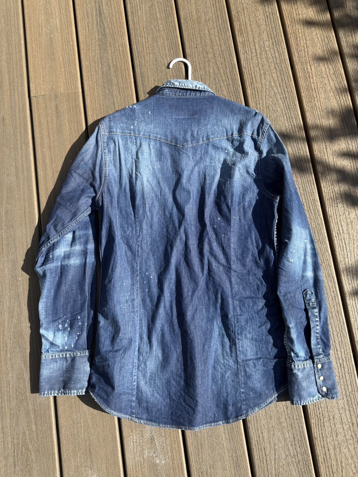 Dsquared2 Dsquared2 Blue Distressed Denim Patch Appliquéd Shirt Size US L / EU 52-54 / 3 - 18 Thumbnail