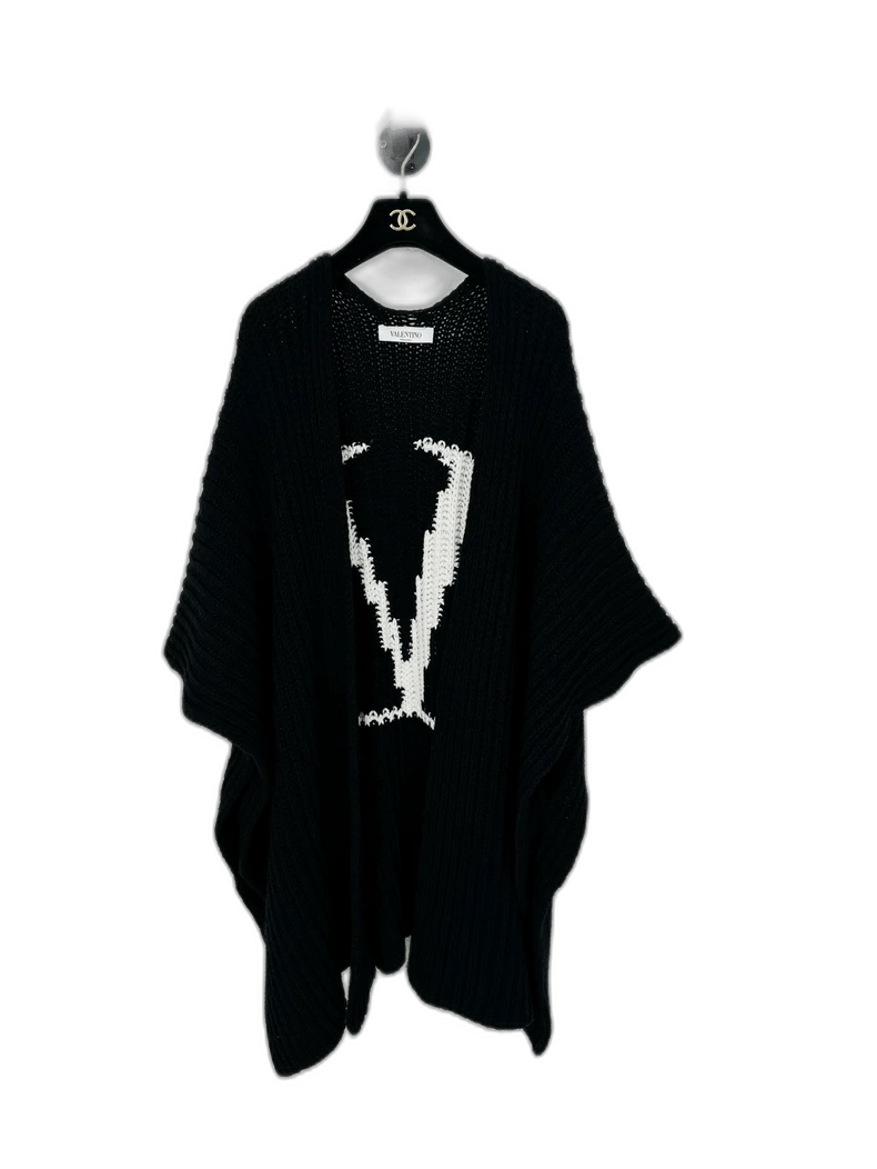 Valentino Valentino Black Knit Cape Cardigan Size M / US 6-8 / IT 42-44 - 1 Thumbnail
