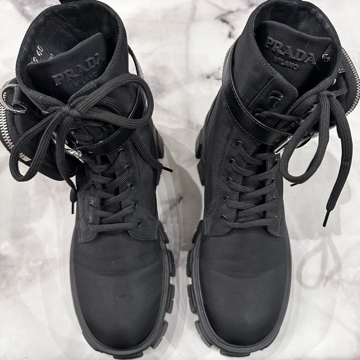 Prada PRADA MONOLITH RE-NYLON COMBAT BOOTS SIZE 40 Size US 10 / IT 40 - 18 Thumbnail