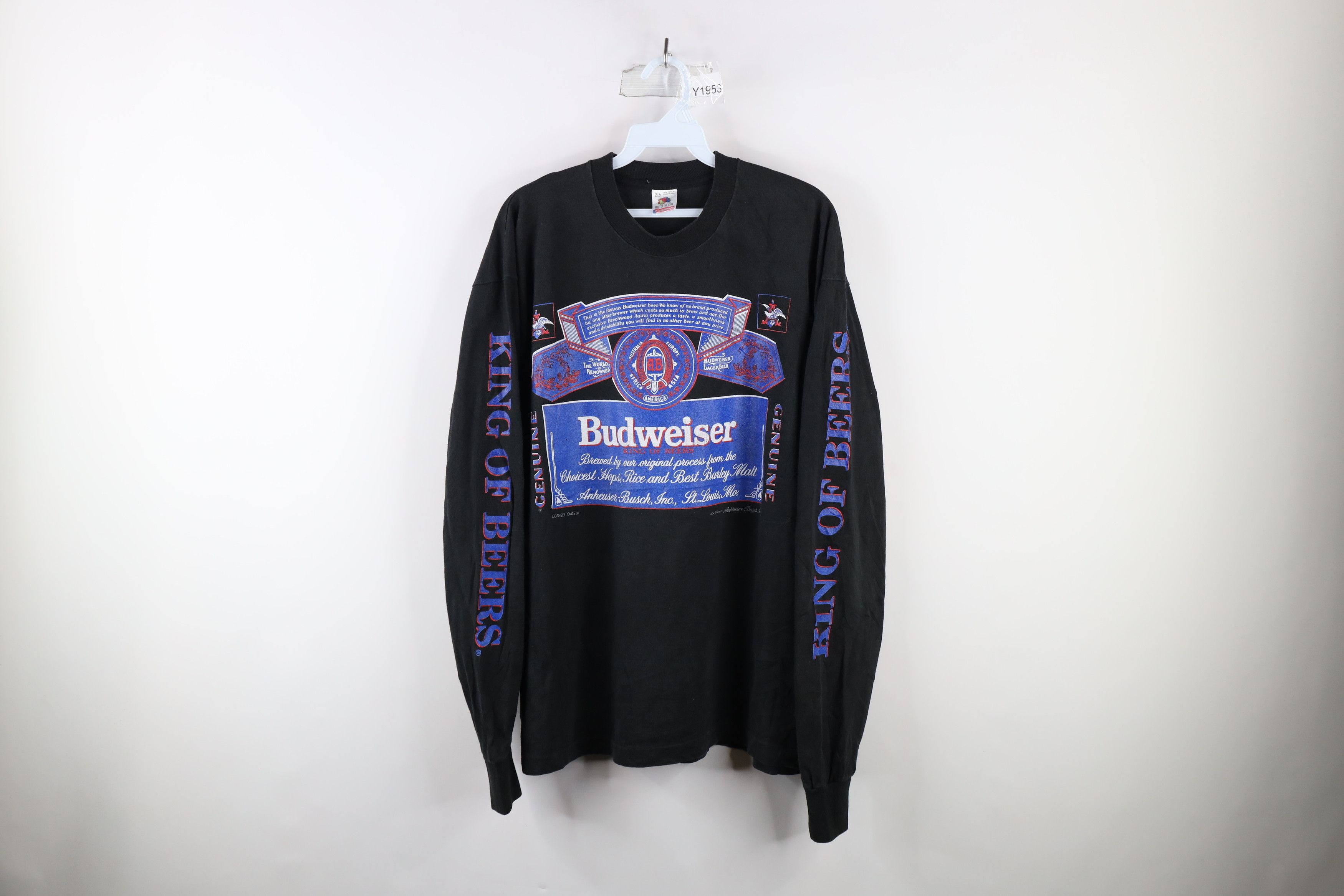 image of Vintage 90's Anheuser Busch Of Beers Long Sleeve T-Shirt Usa in Black, Men's (Size XL)