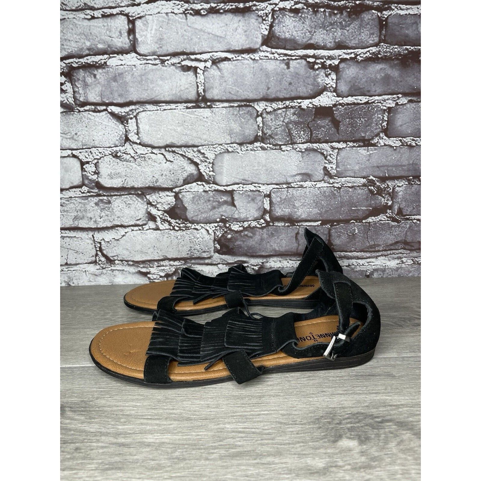 Minnetonka Minnetonka Maui 71302 Black Suede Leather Ankle Strap Flats Size US 10 / IT 40 - 19 Thumbnail