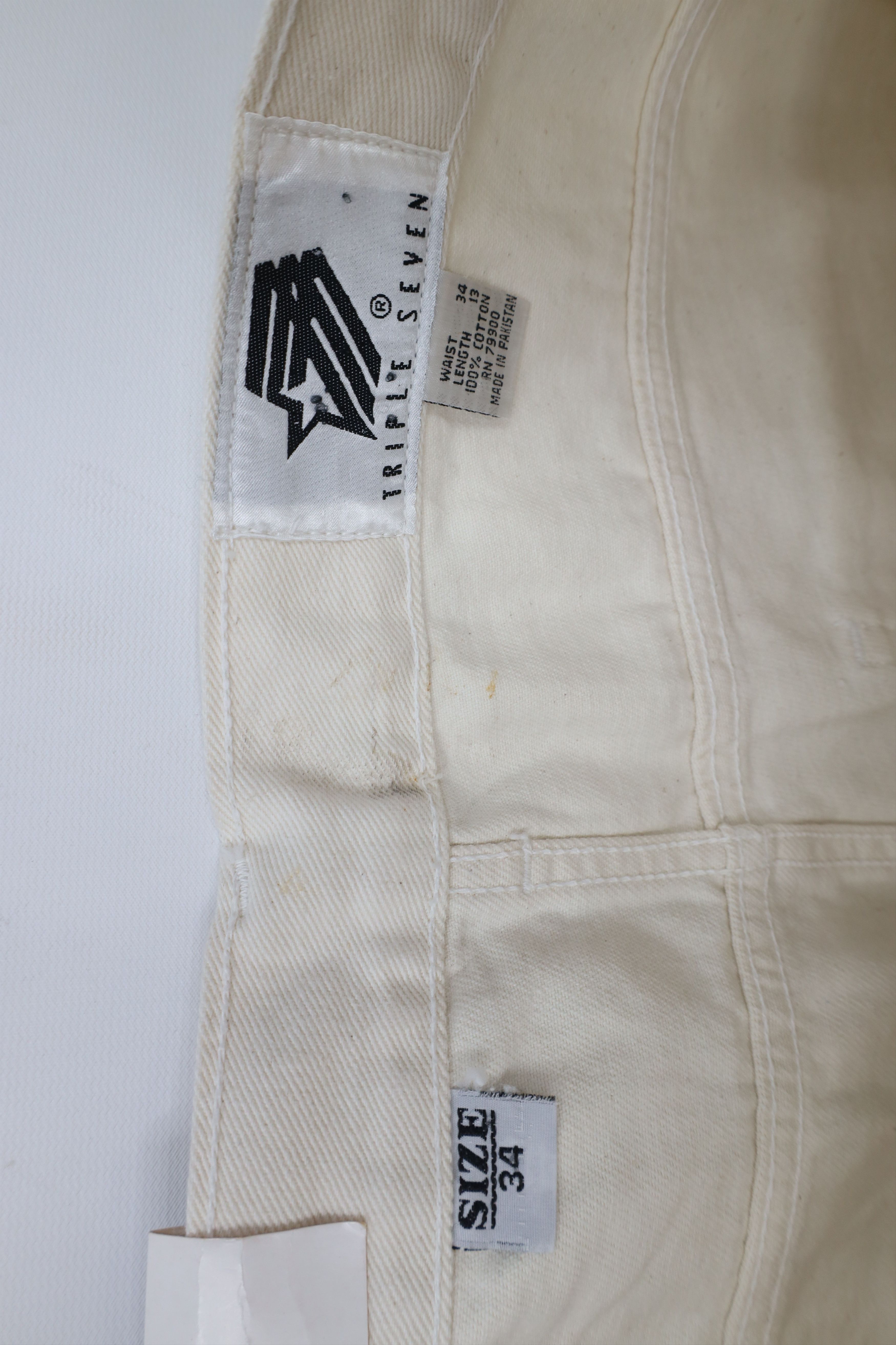 Vintage Deadstock Vintage 90s Streetwear Jean Shorts Jorts Cream Size US 34 / EU 50 - 6 Thumbnail