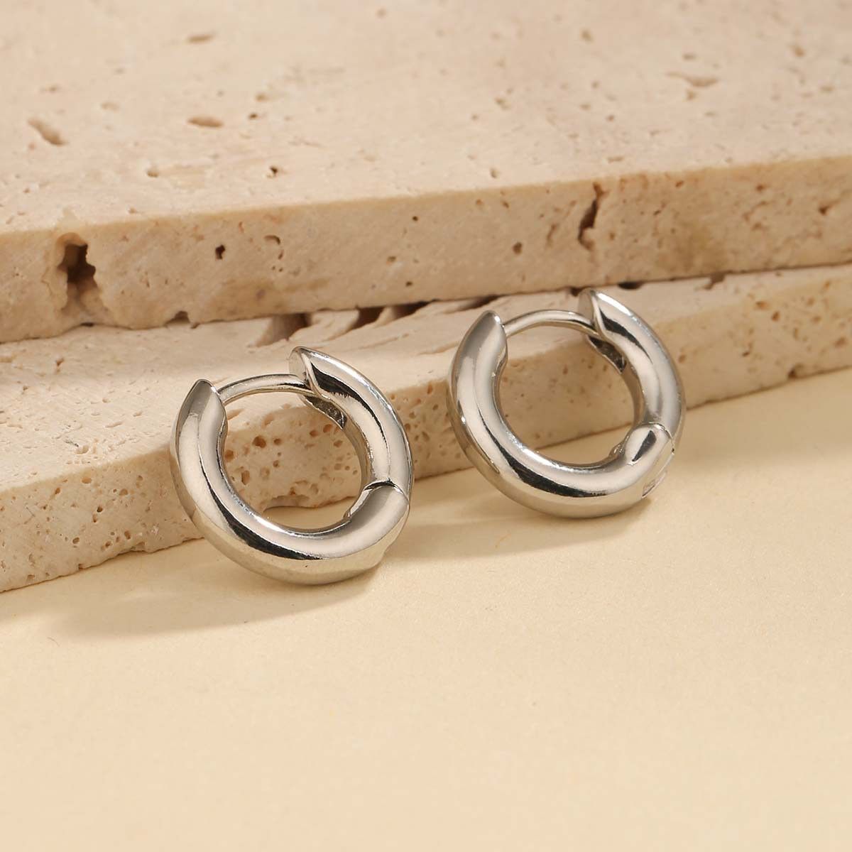 Jewelry Hip-hop Earrings One Pairs Chrome Jewelry Size ONE SIZE - 1 Thumbnail