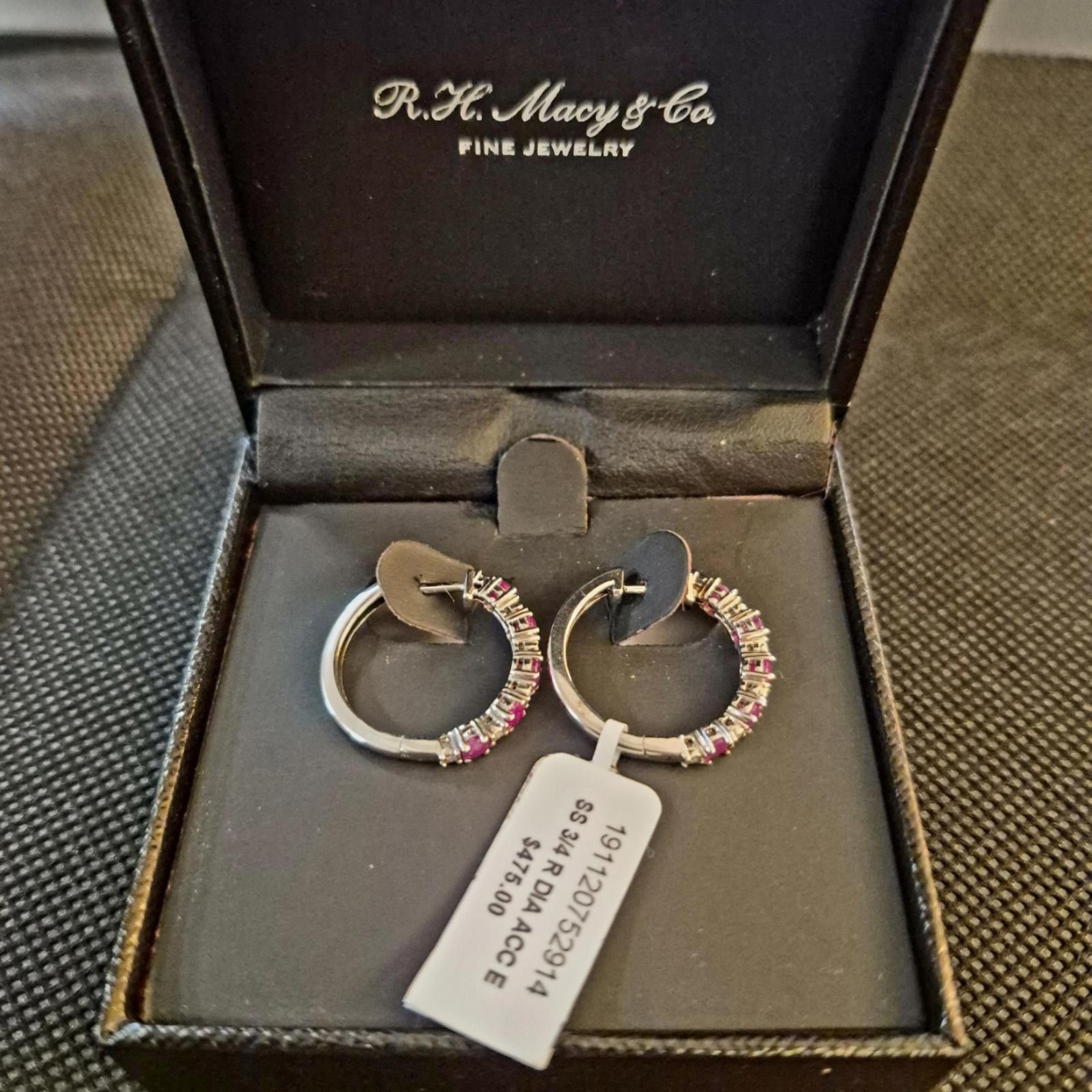Effulgence RUBY & Diamond Accent Hoop Earrings in Sterling Silver Size ONE SIZE - 2 Thumbnail