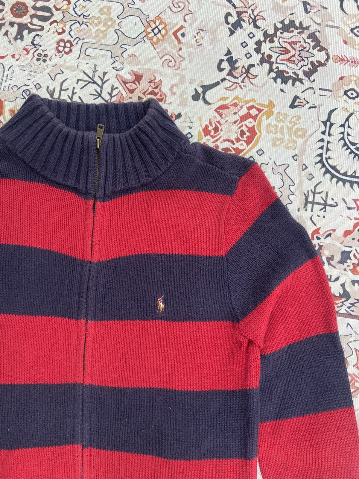 Polo Ralph Lauren Vintage Polo Ralph Lauren Striped Zipper Knit Sweater Size US S / EU 44-46 / 1 - 3 Thumbnail