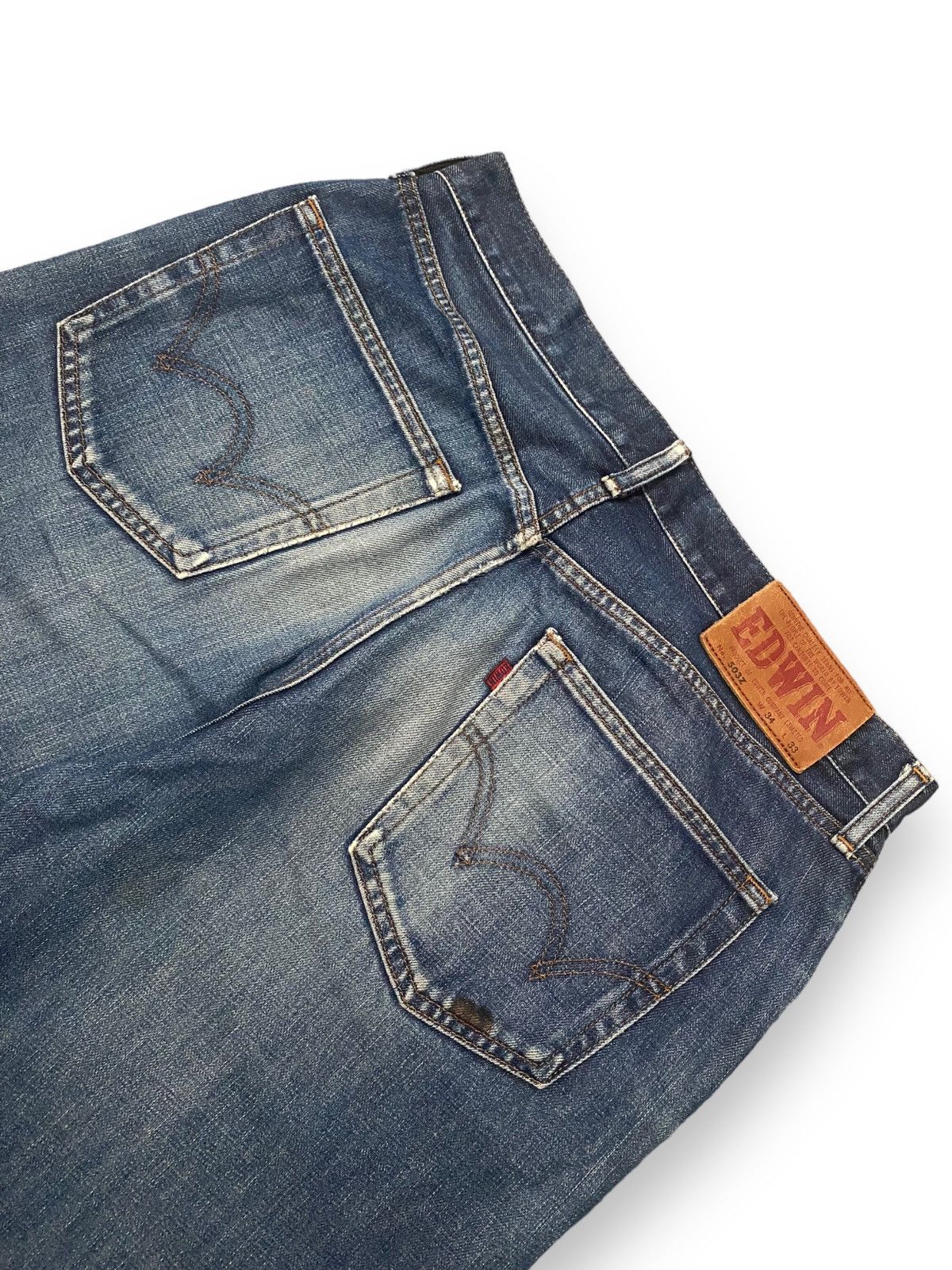 Edwin × JNCO × Le Grande Bleu (L.G.B.) Edwin Japan 503z Edition Distressed Blue Jean Straigt Cut h' Size US 33 - 13 Thumbnail