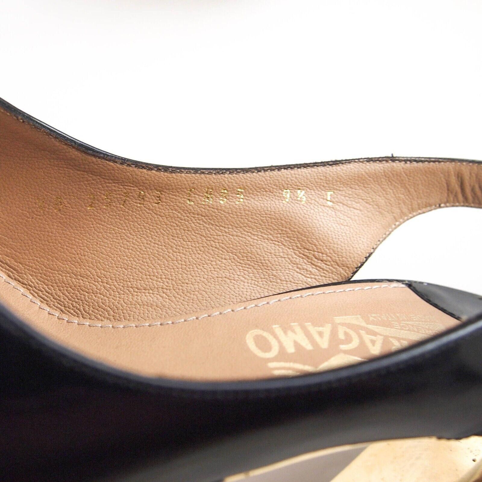Salvatore Ferragamo Ferragamo Slingback Sandal Gold Heel Black US 9.5 EU 40 Size US 9.5 / IT 39.5 - 9 Thumbnail