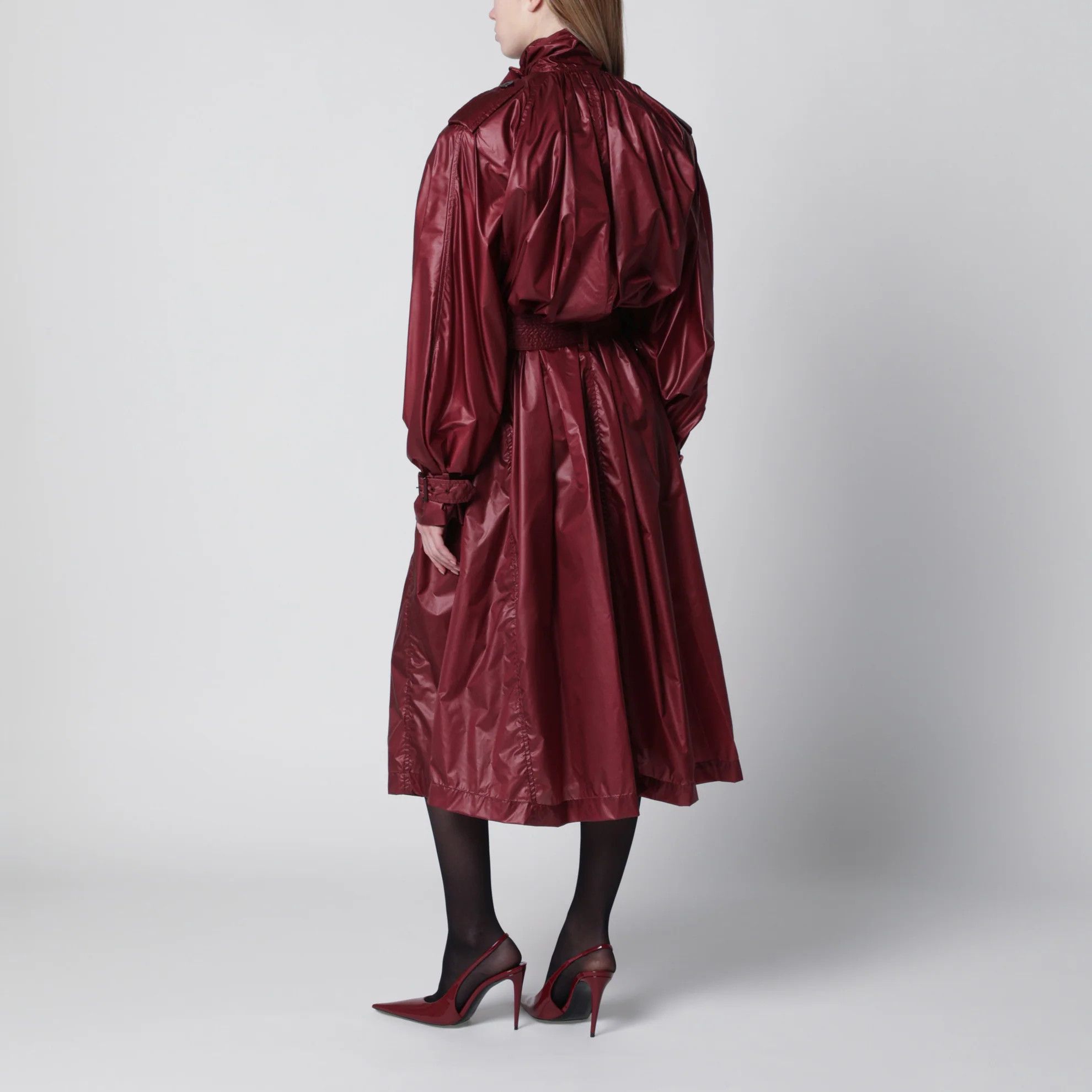 Saint Laurent Paris o1d2blof0526 Waterproof Nylon Trench Coat in Burgundy Size S / US 4 / IT 40 - 3 Thumbnail