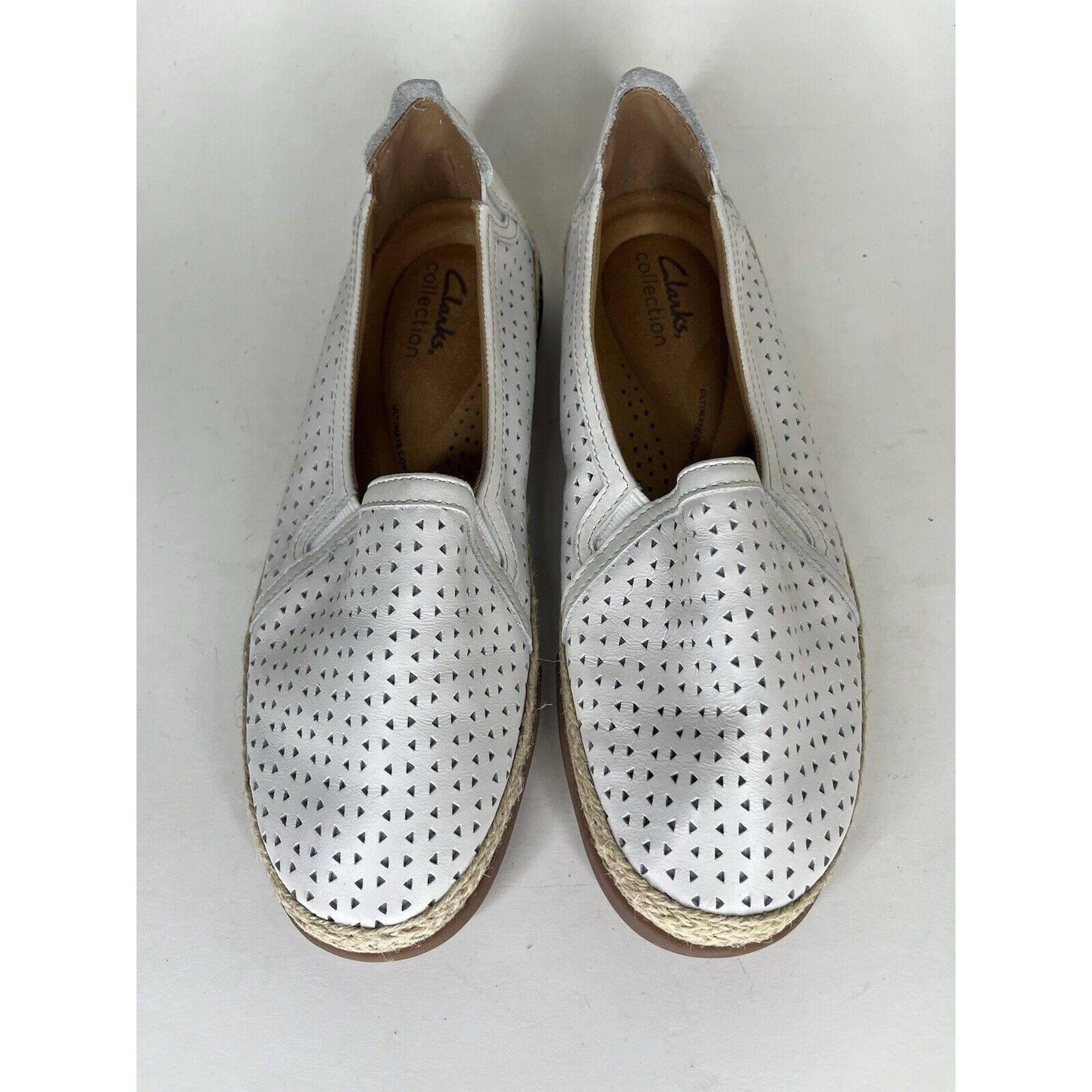 Clarks Clarks Collection White Leather Perforated Espadrilles Shoes Grailed