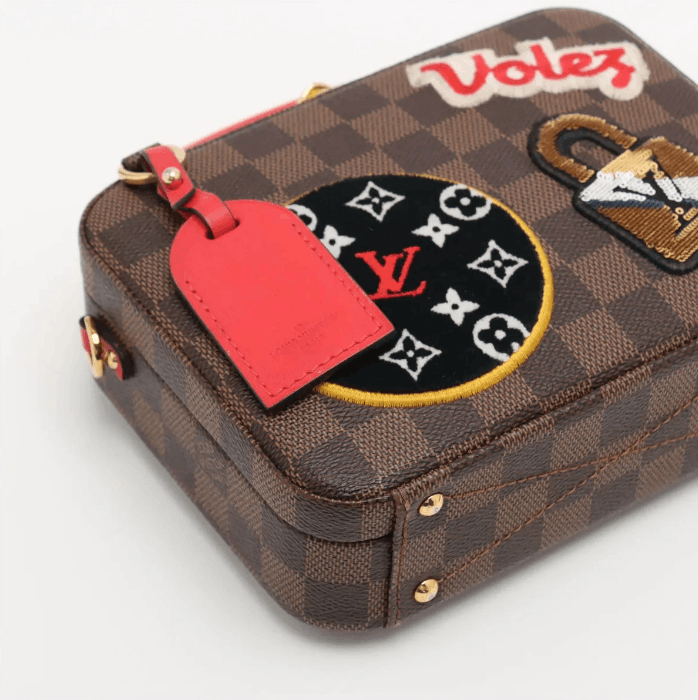 Louis Vuitton Damier Ebene LV Stories Box Patches Bag Brown x Red Size ONE SIZE - 4 Thumbnail