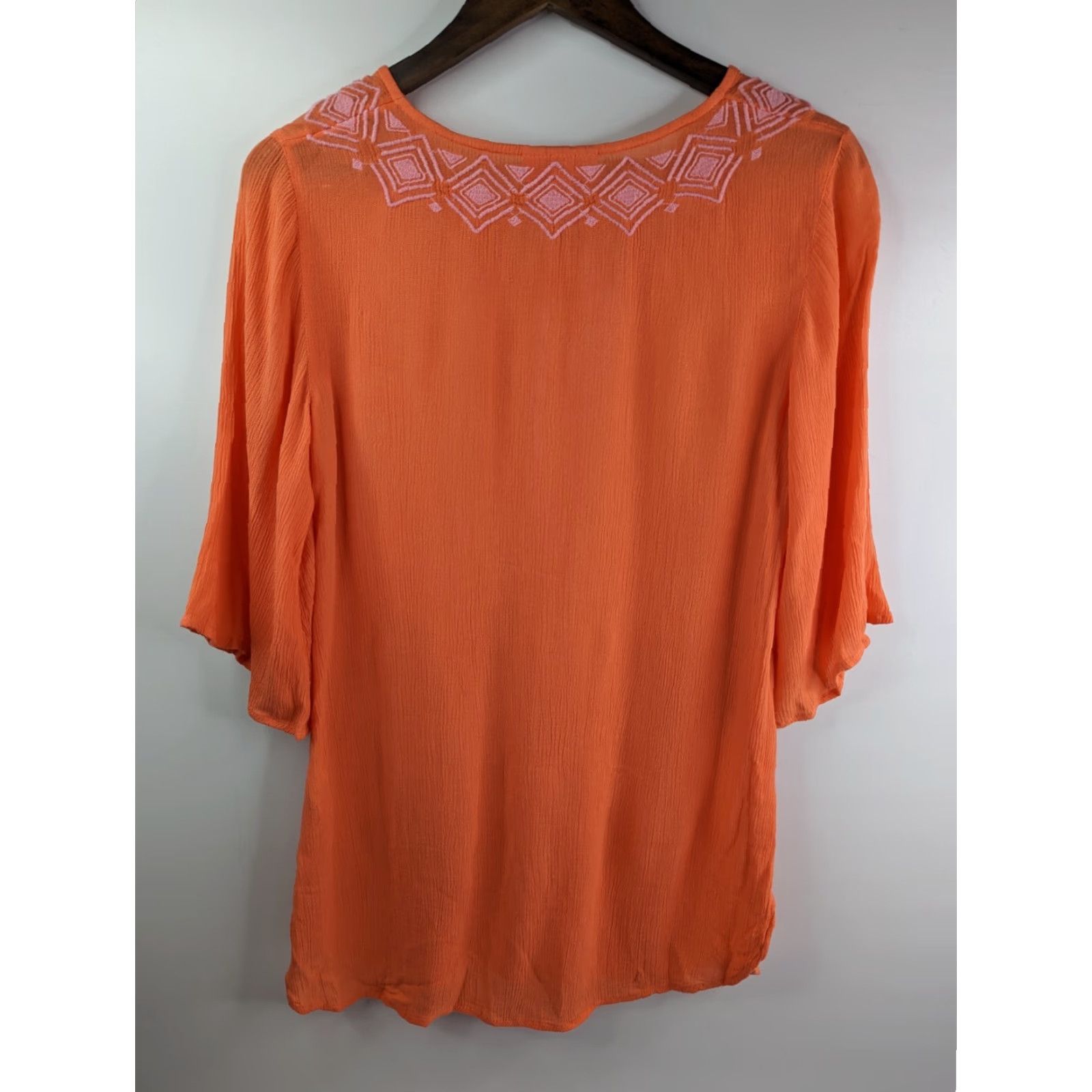 Lilly Pulitzer VINTAGE Lilly Pulitzer x Target Tunic Shirt 3/4 Sleeve Embroidered XS Womens Orange Coral Pink Size XS / US 0-2 / IT 36-38 - 4 Thumbnail