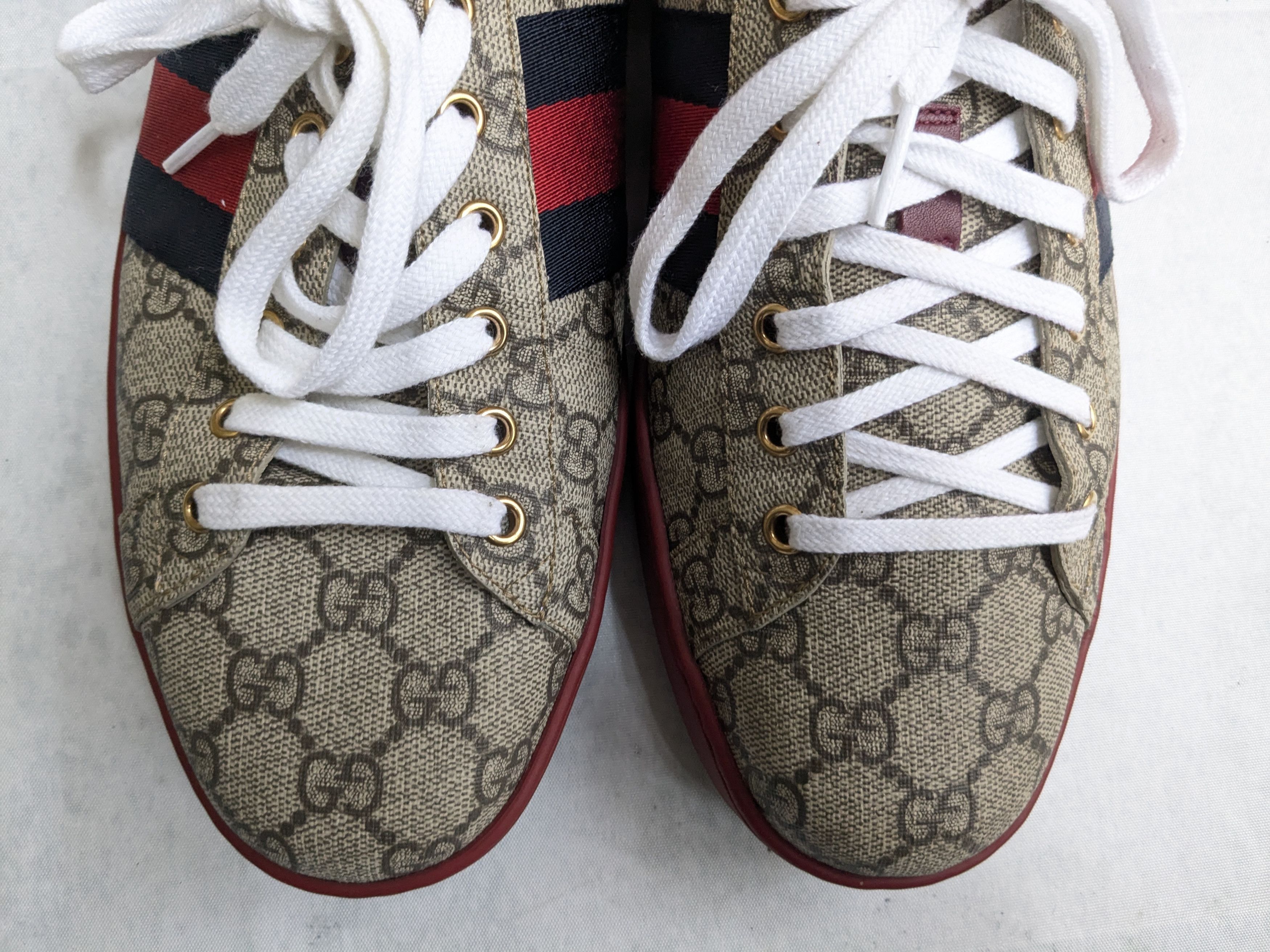 Gucci Gucci Ace Supreme Sneakers 12.5 Monogram Logo Red Size US 12.5 / EU 45-46 - 3 Thumbnail