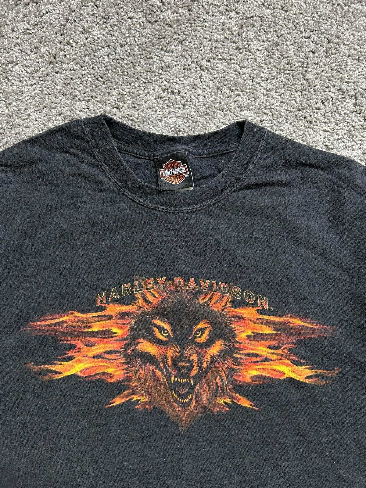 Harley Davidson Vintage Y2K Harley Wolf Flame Tee Made in USA Las Vegas Size US L / EU 52-54 / 3 - 3 Thumbnail