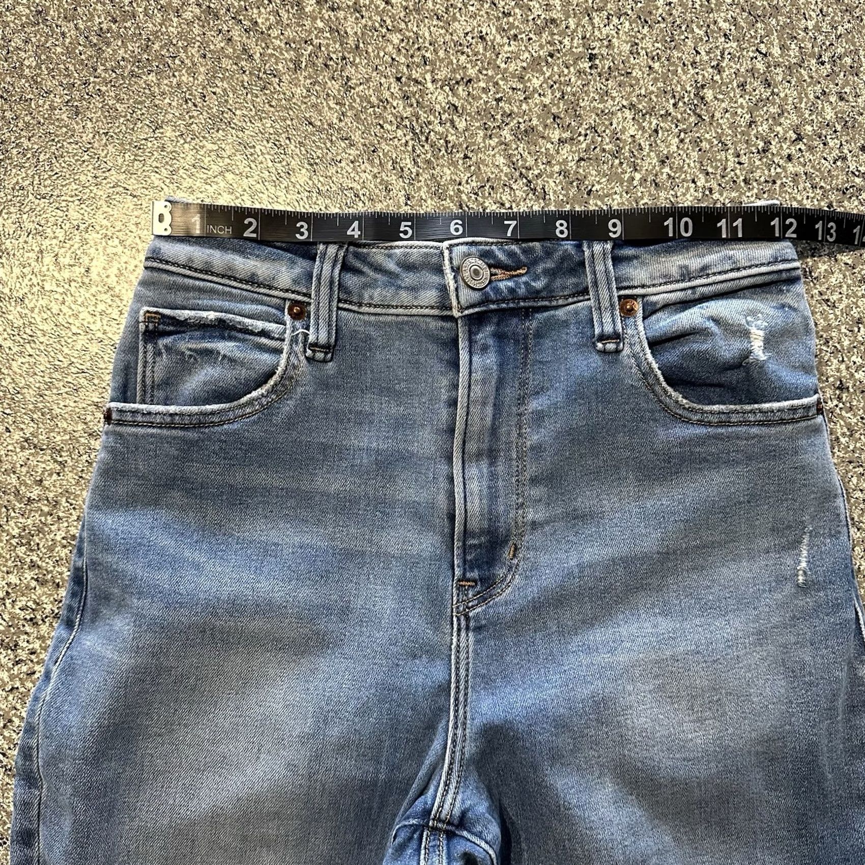 Abercrombie & Fitch Abercrombie & Fitch Jeans Womens 2 26x27 High Rise Super Skinny Ankle Raw Hem Blue 5-Pocket Denim Stretch Womens Jeans Size 42" / US 20 - 6 Thumbnail