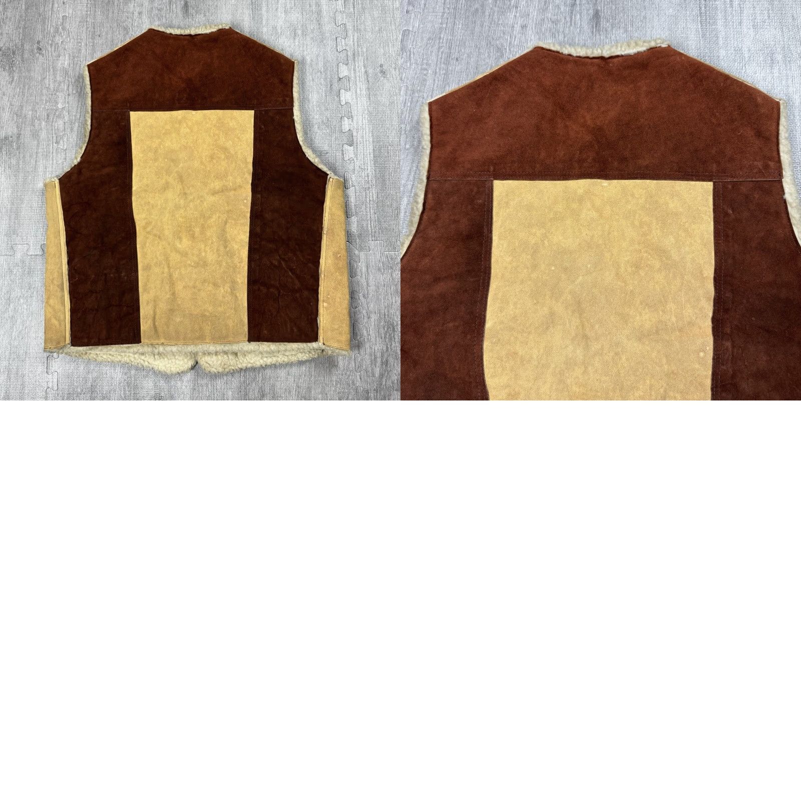 Vintage Vintage 70s Western Rockabilly Leather Snap Vest Mens Size 46 Brown Patchwork Buckskin Sherpa Lined Cold Weather Size US S / EU 44-46 / 1 - 8 Thumbnail