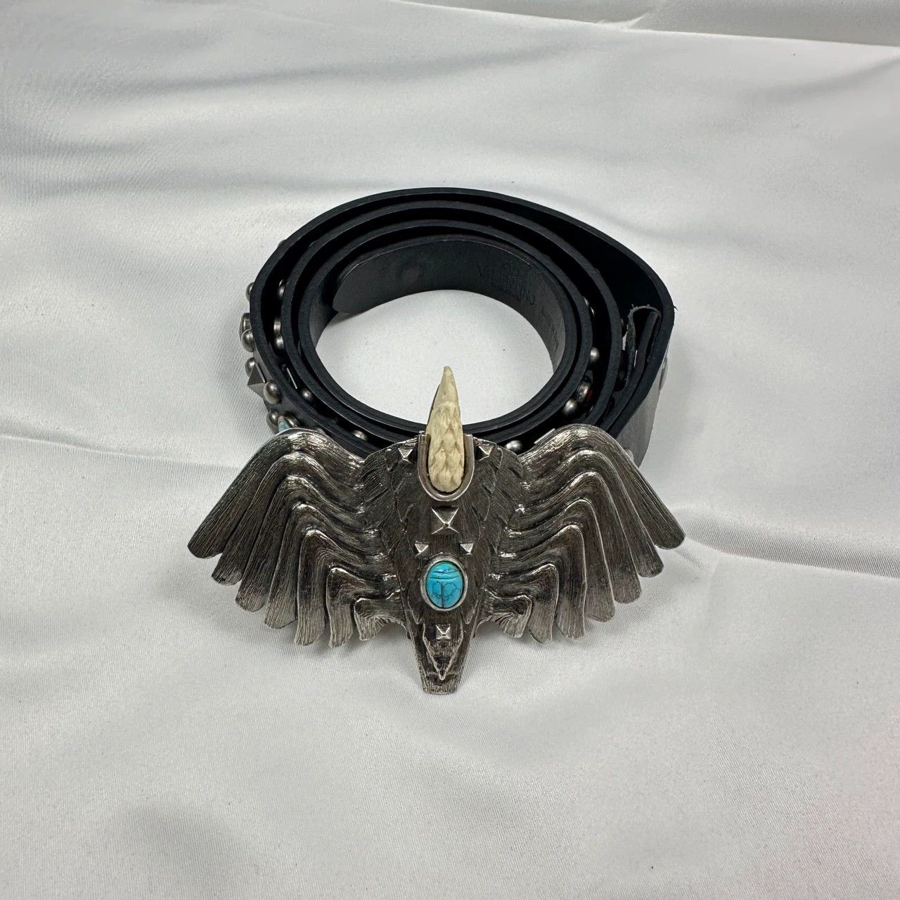 Vintage handmade eagle belt with turquoise accents Size ONE SIZE - 1 Thumbnail
