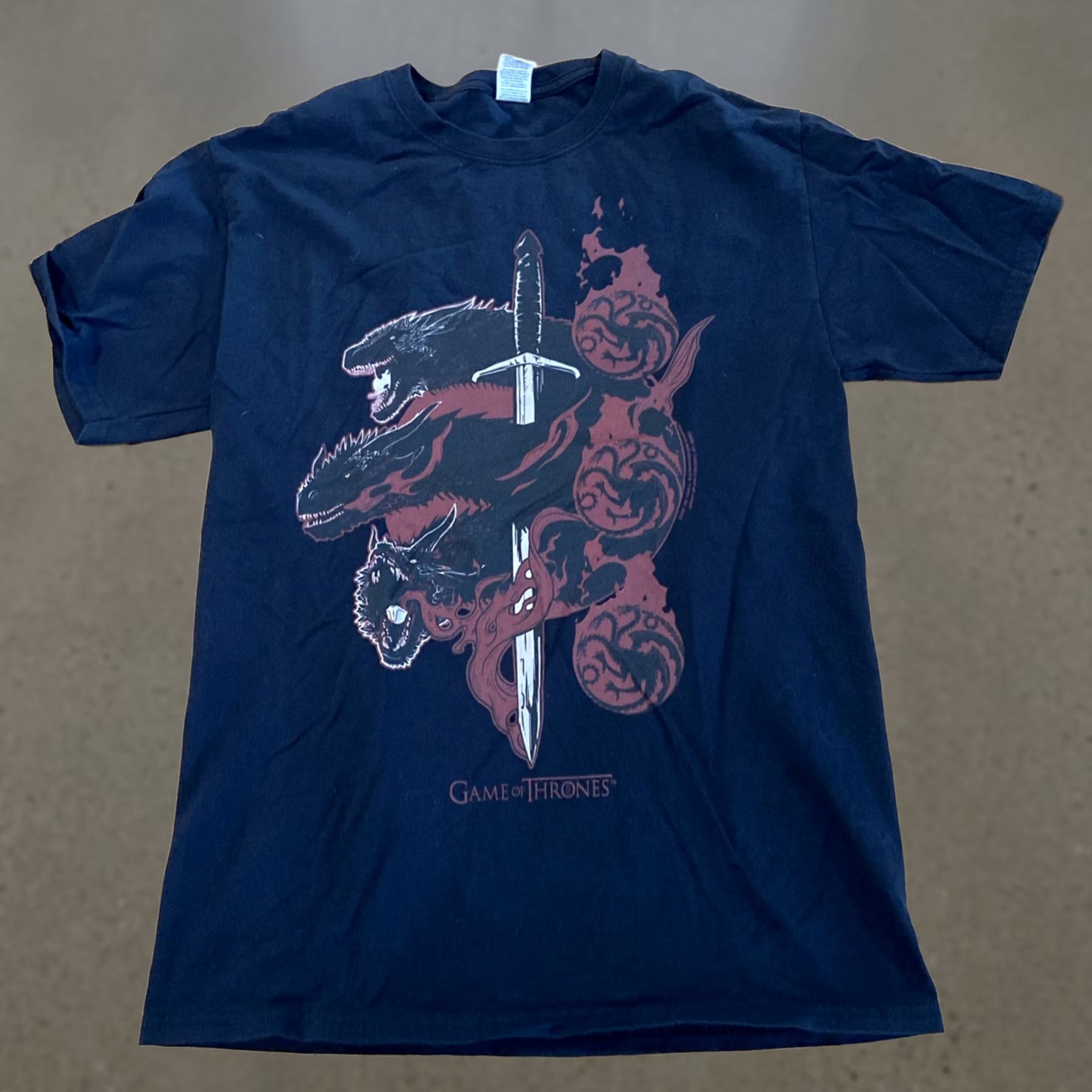 Vintage Game of Thrones T-Shirt Mens Crew Neck Short Sleeve S Black Dragon Targaryen Drogon Shirt Size US S / EU 44-46 / 1 - 1 Thumbnail