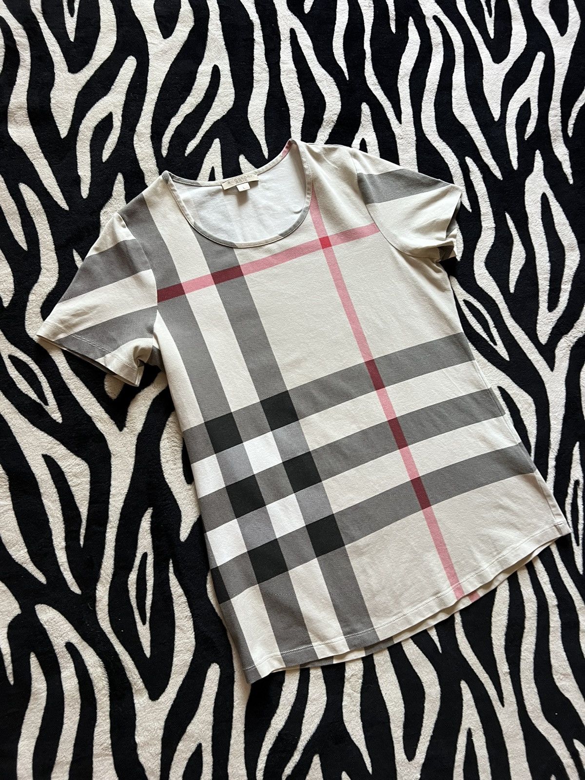Burberry × Burberry Prorsum Burberry Brit Nova Check t-shirt luxury authentic Size L / US 10 / IT 46 - 2 Thumbnail