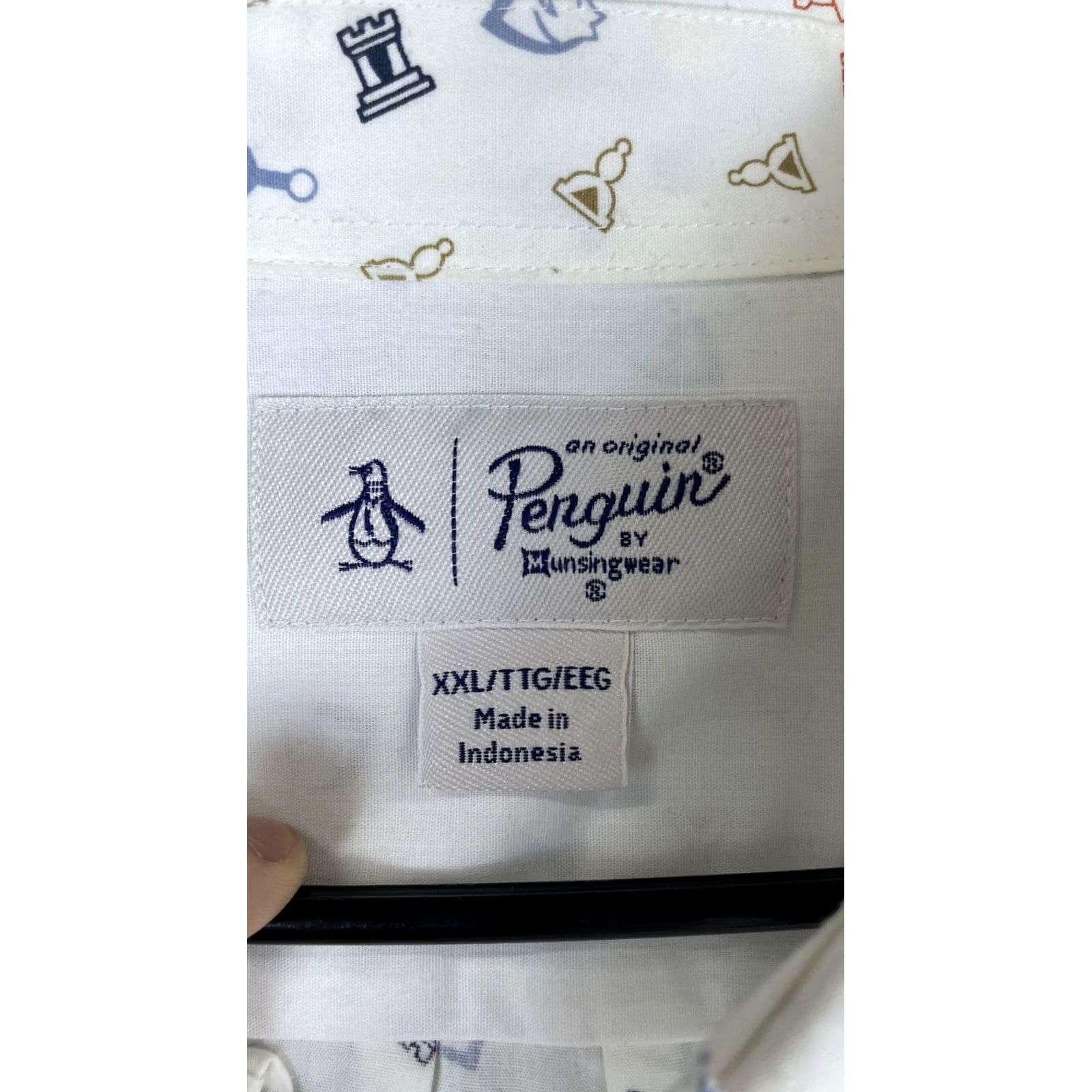 Original Penguin Original Penguin Shirt Mens 2XL White Chess Print Long Sleeve Button Front Size US XXL / EU 58 / 5 - 3 Thumbnail