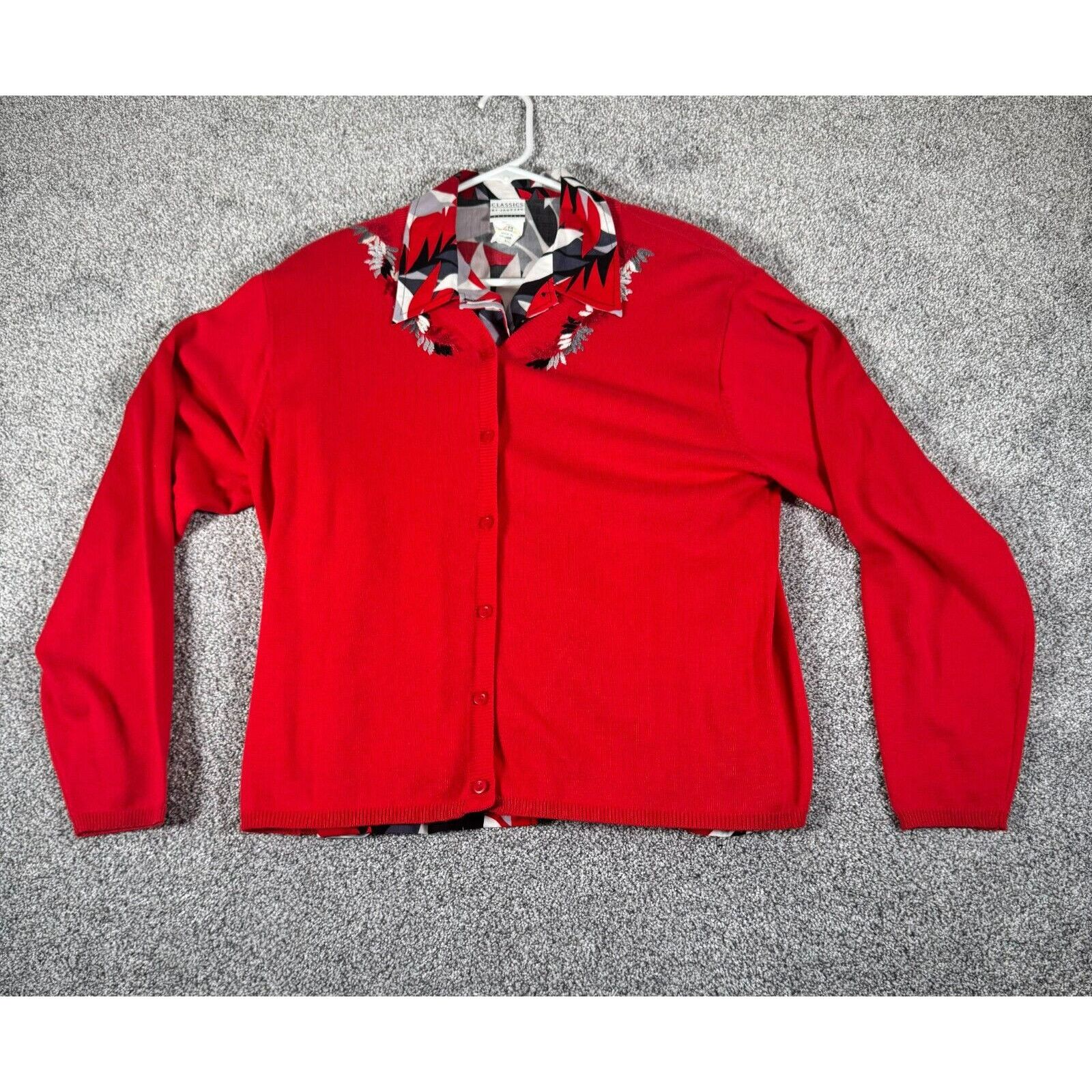 Other Classics by Jantzen Sweater Blouse Set L Petite Embroidered Size L / US 10 / IT 46 - 1 Thumbnail