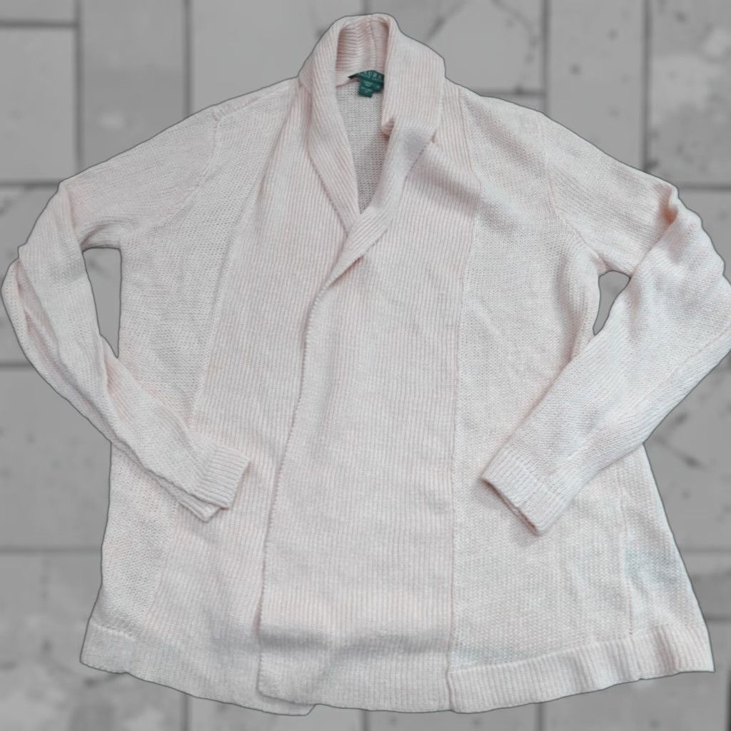 Ralph Lauren VINTAGE Lauren Ralph Lauren Sweater Cardigan Open Knit Linen Pink M Womens Medium Knitting Cardigan Open- Knit Open- Knit Linen Pink 100% Linen NEW Size M / US 6-8 / IT 42-44 - 1 Thumbnail