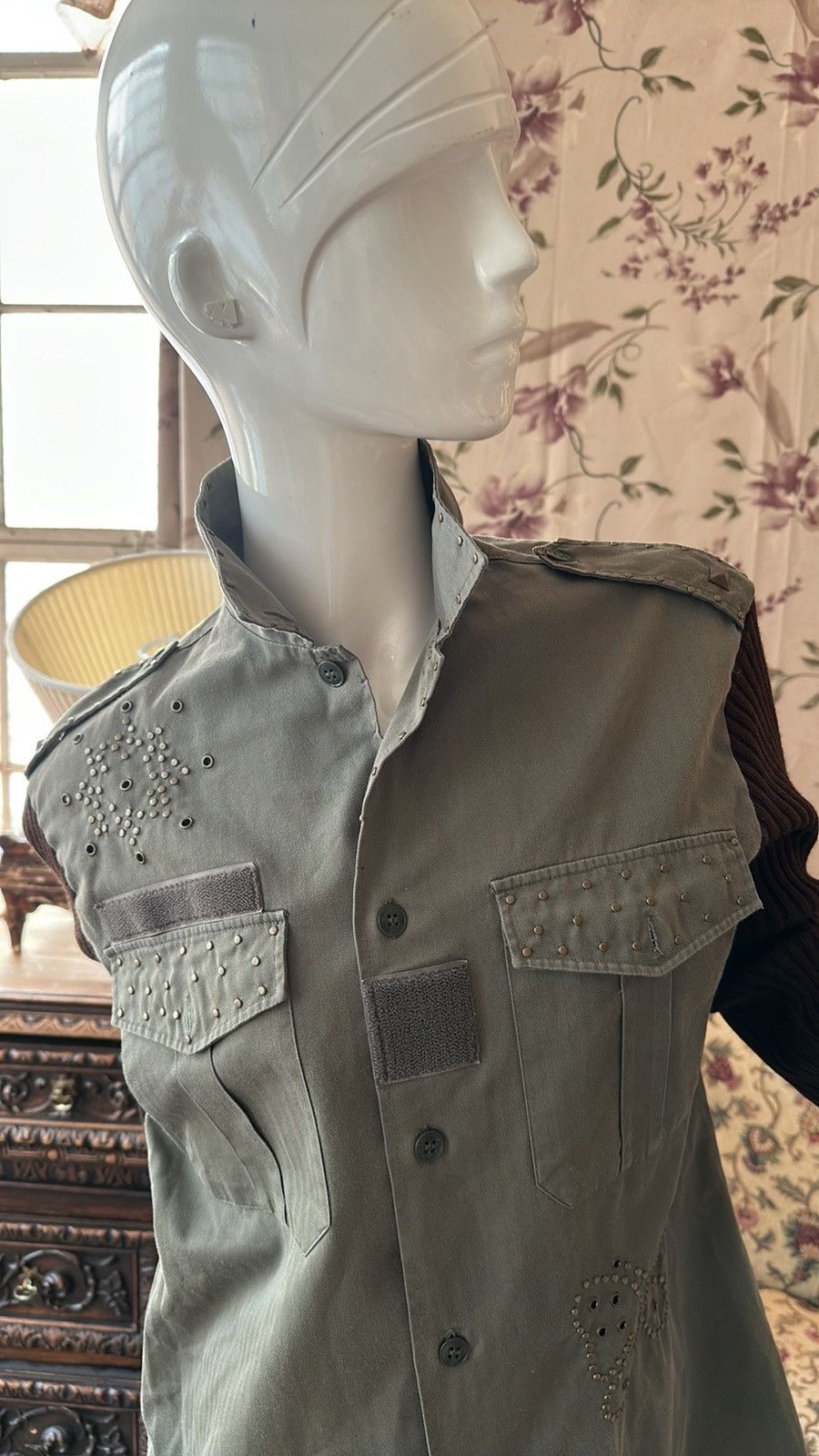 Other Military green Cotton Knit Sleeves Jacket Embellished Size M / US 6-8 / IT 42-44 - 11 Thumbnail