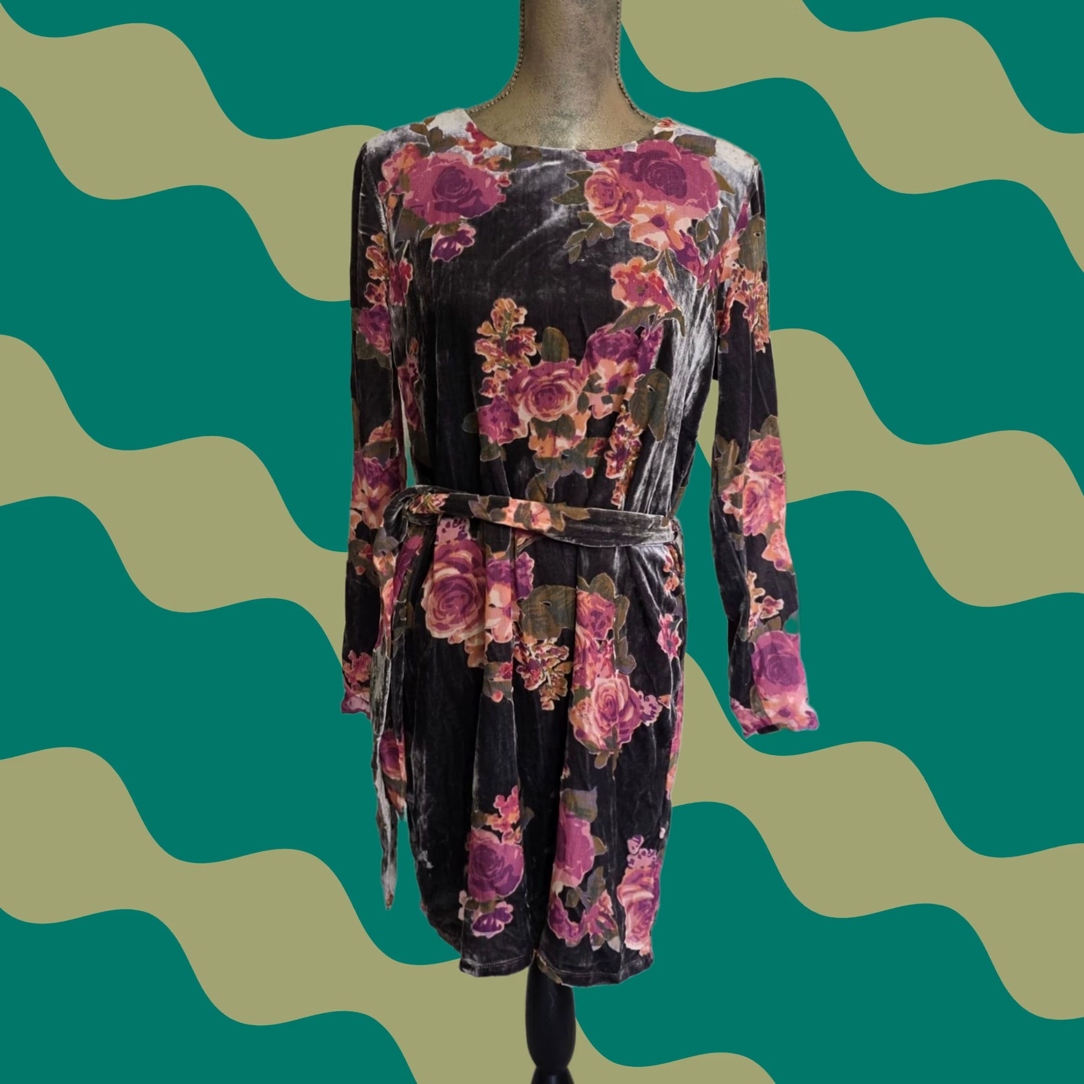 knox rose long sleeve dress Knox Rose Dress Green Paisley Maxi Size XL Boho Long Sleeve V-Neck  Cottagecore