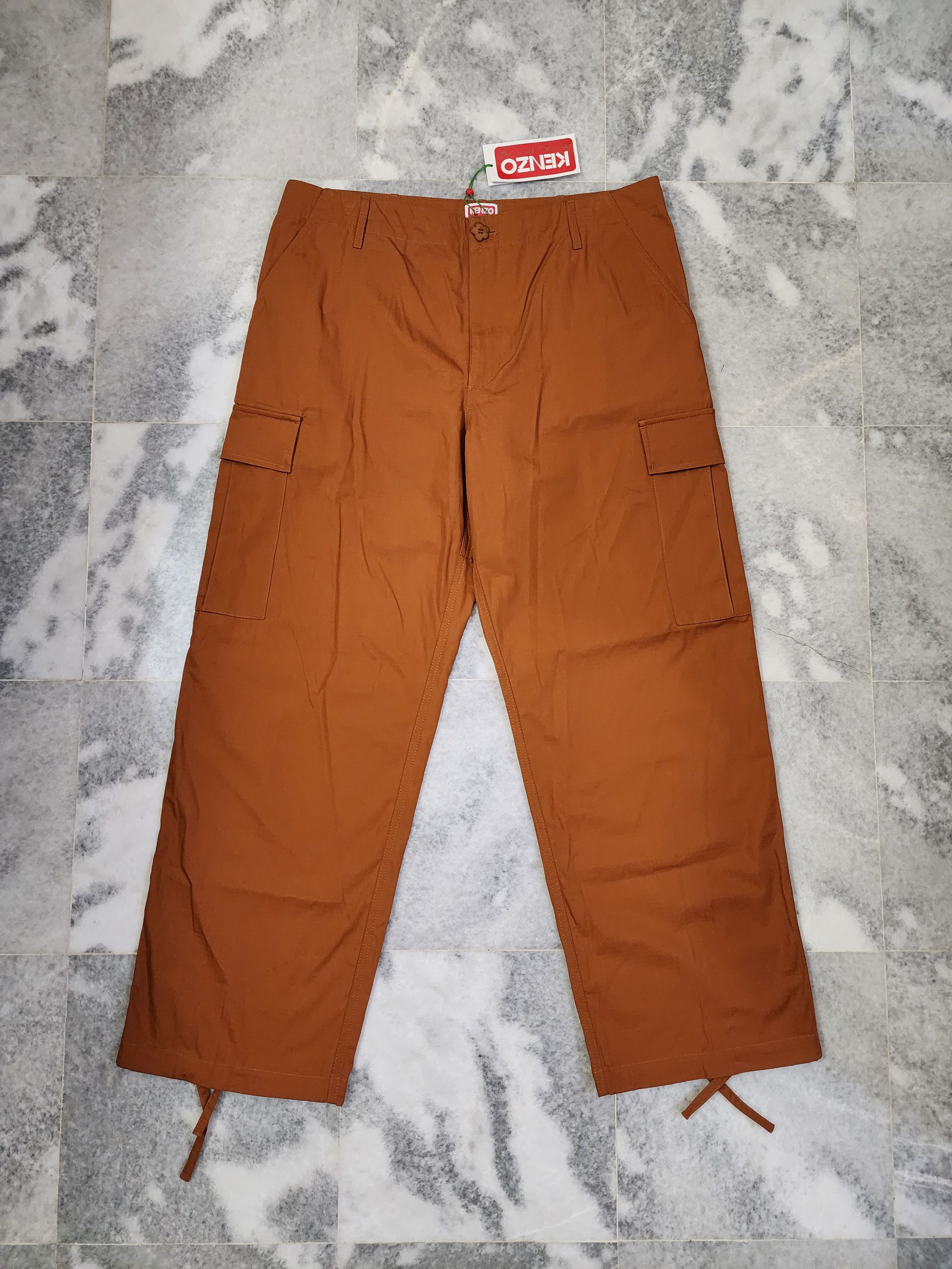 image of Kenzo Boke Flower Button Cargo Pants in Brown, Men's (Size 34)