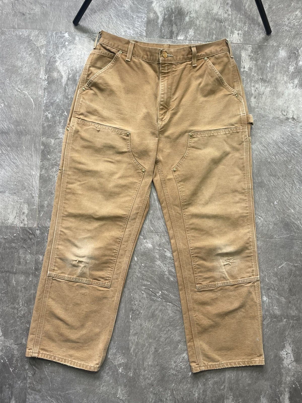 Carhartt Vintage Carhartt Double Knee Faded Tan Dirty Carpenter Pants Size US 34 / EU 50 - 4 Thumbnail