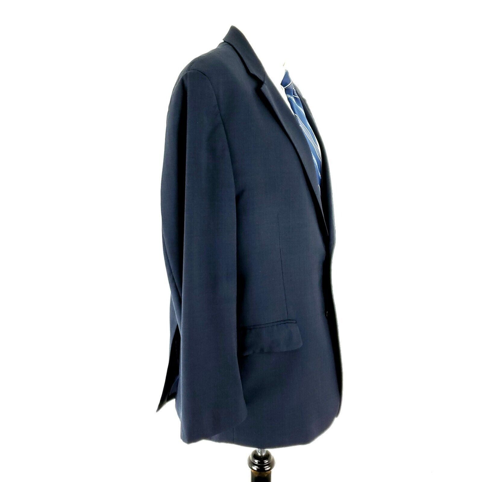 Pronto Uomo Pronto Uomo Platinum Wool 2 Button Blazer 44S Blue Sharkskin Size 44S - 6 Thumbnail