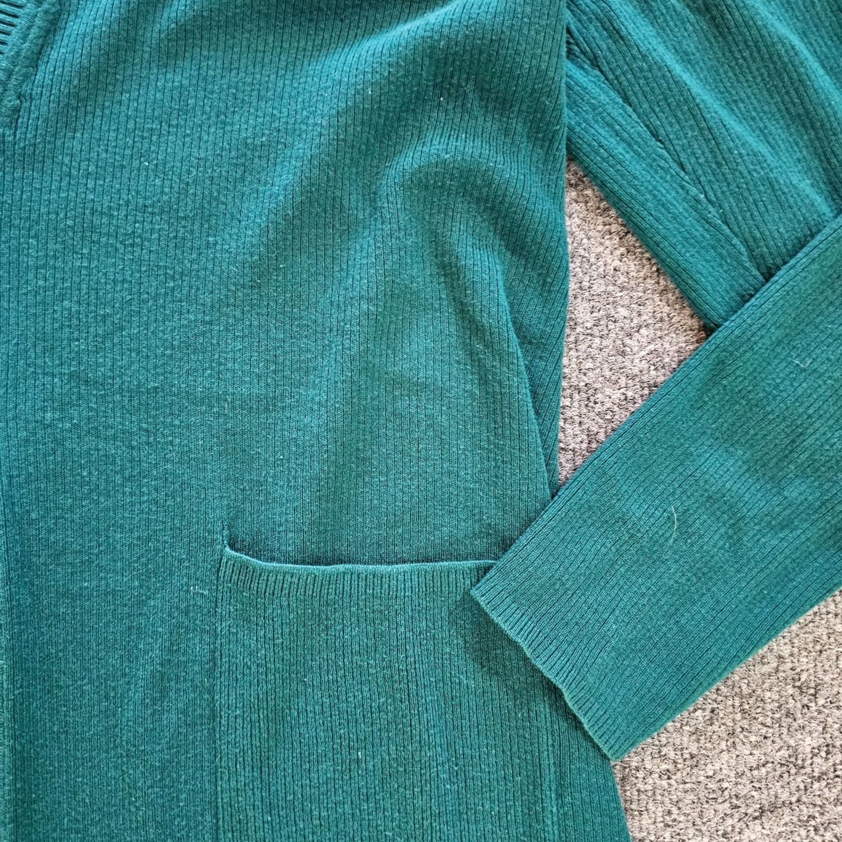 J. Jill J Jill Cardigan Sweater Womens XL Green Ribbed Long Sleeve Duster Casual Knit Silk Blend Pockets Size XL / US 12-14 / IT 48-50 - 4 Thumbnail
