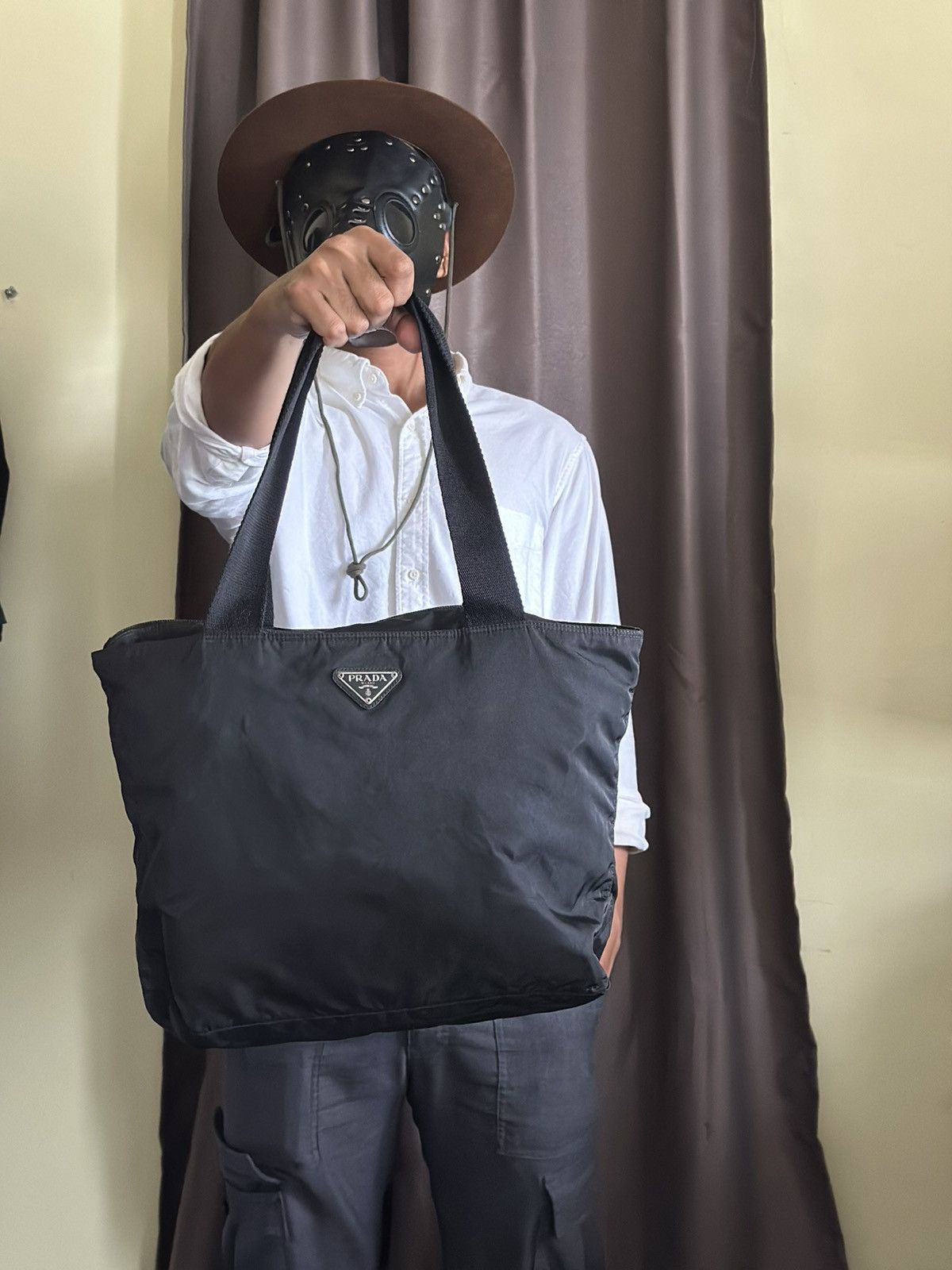 Authentic Prada Nylon Tote/shopping Bag in Black, Men's