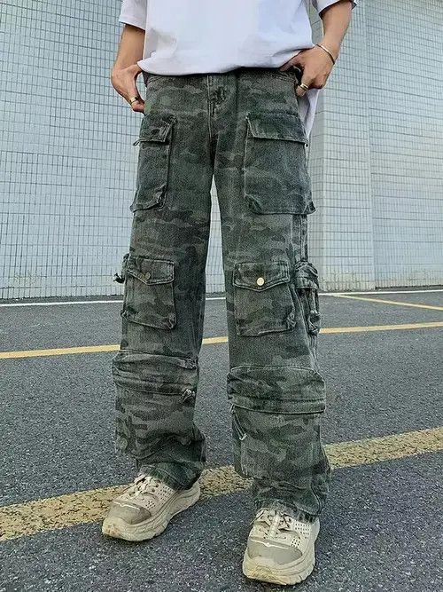 Designer × Vintage camo faded flare utility baggy cargo pants Size US 32 / EU 48 - 1 Thumbnail
