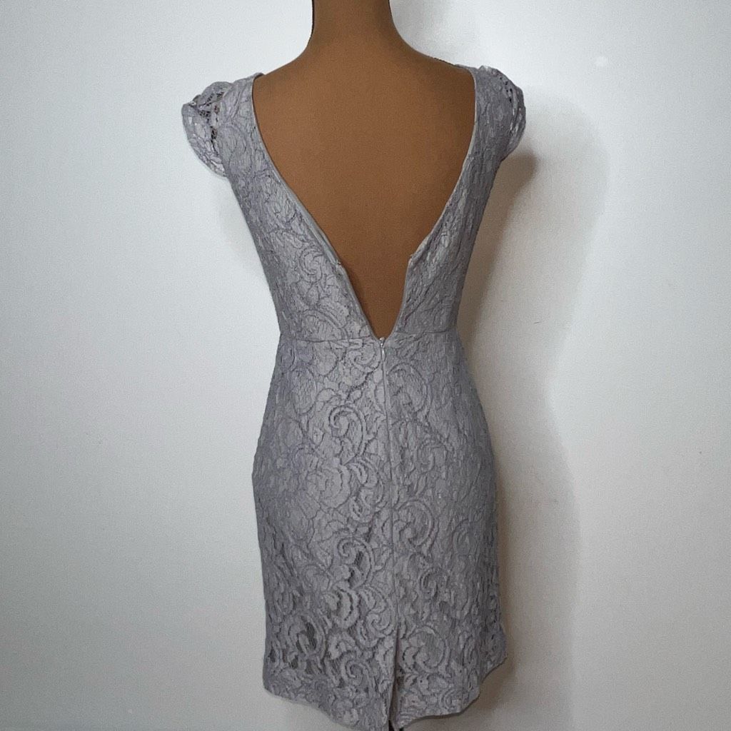 J.Crew J. Crew, Elsa Dress Leavers Lace in Stormy Gray, Bridesmaid Women’s 0 Petite Size XS / US 0-2 / IT 36-38 - 5 Thumbnail