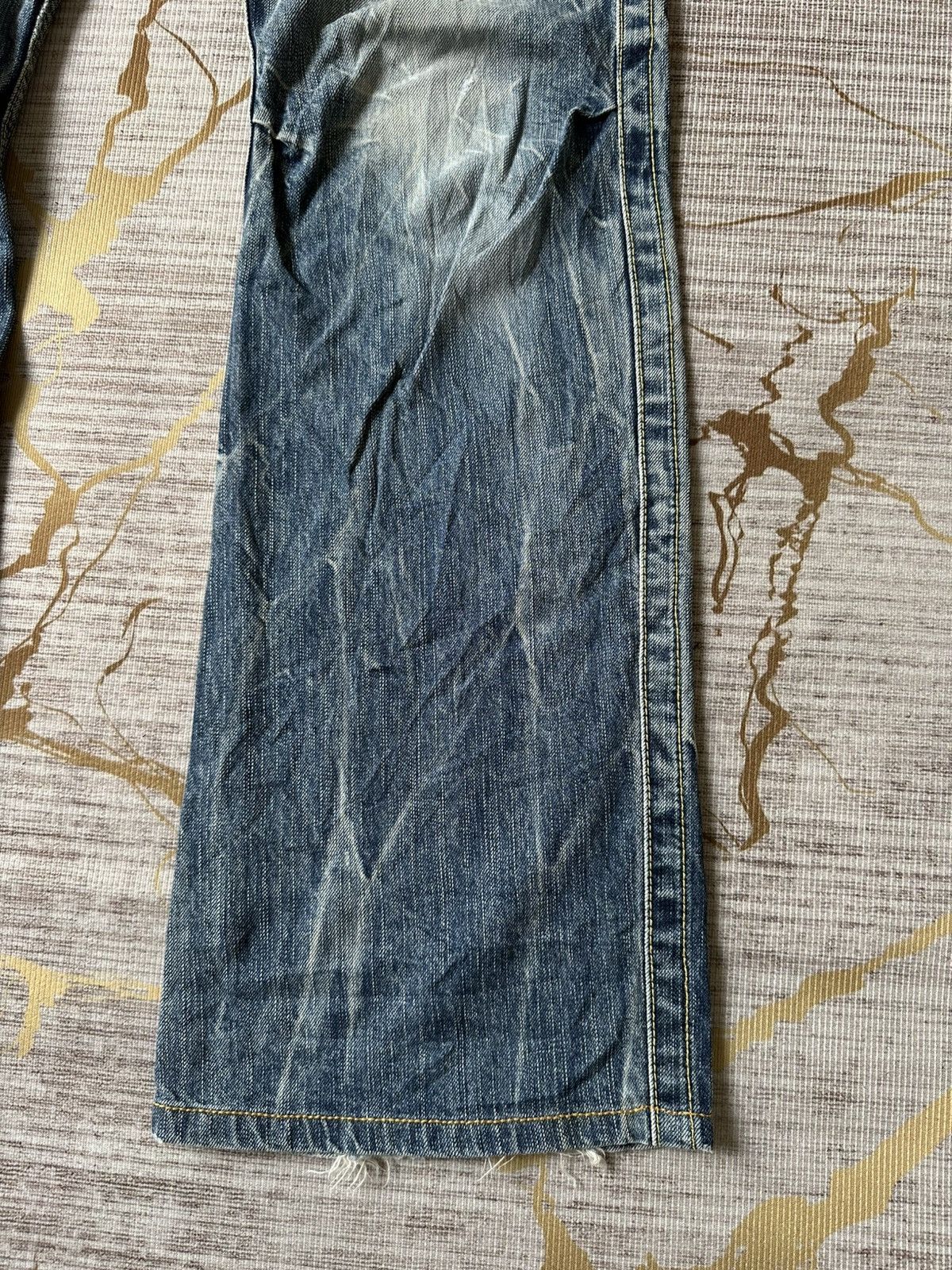 Japanese Brand FLARE Blue Way Japan Claw Marks Distressed Design Denim Size US 30 / EU 46 - 7 Thumbnail