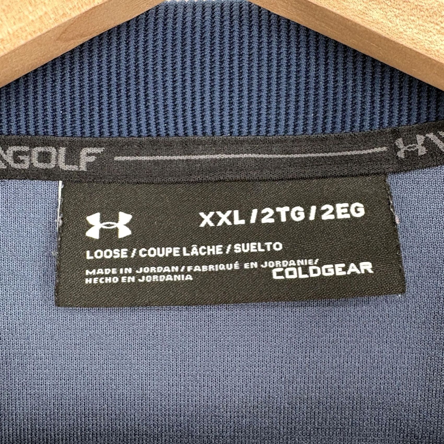 Under Armour Under Armour ColdGear Pullover Mens 2XL Blue Long Sleeve Golf Top Thermal Size US XXL / EU 58 / 5 - 4 Thumbnail