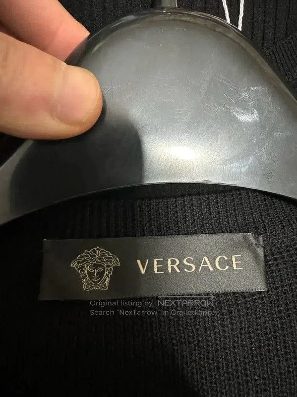 Versace Black Wool Pullover with Logo Embroidery .