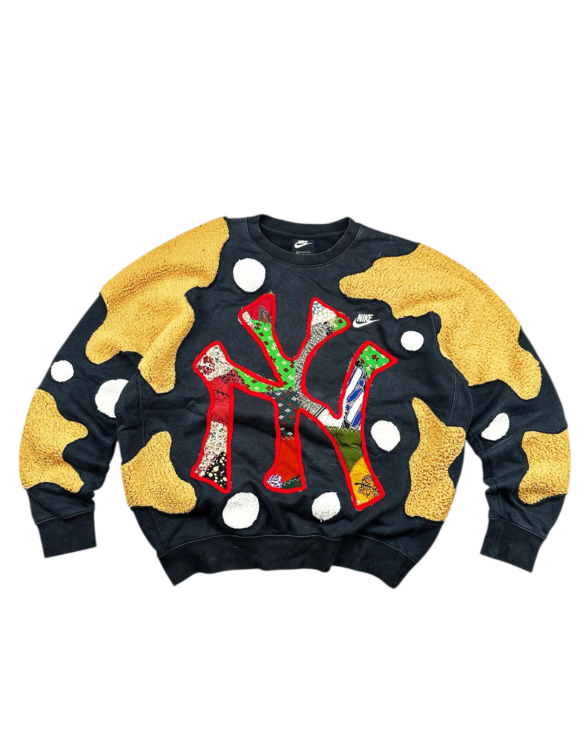 Japanese Brand Re-Worked 1 of 1 Batik Patchwork NY Nike Crewneck Size XL Size US XL / EU 56 / 4 - 1 Thumbnail
