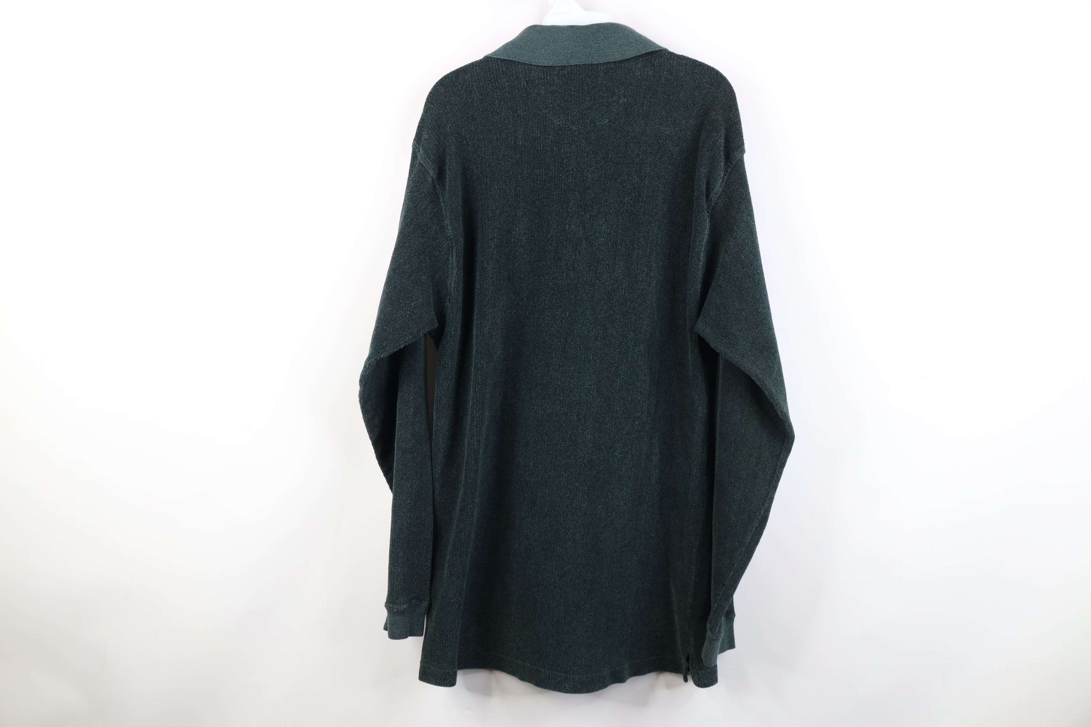 Vintage Vintage 90s Streetwear Fleece Long Sleeve Rugby Polo Green Size US L / EU 52-54 / 3 - 9 Thumbnail