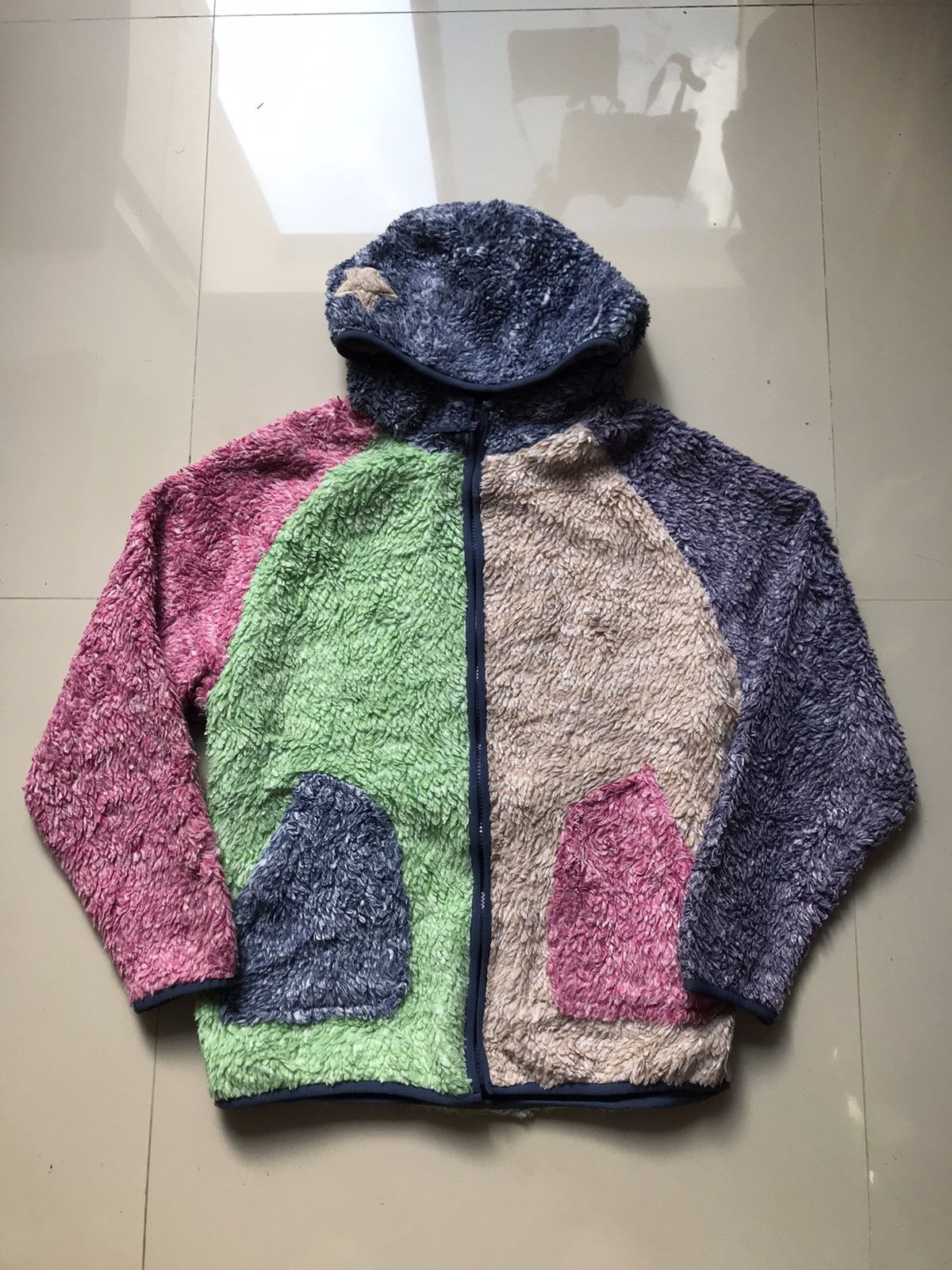 Japanese Brand × Vintage Vintage rare Rough fur fleece jacket world printing factory Size US M / EU 48-50 / 2 - 16 Thumbnail