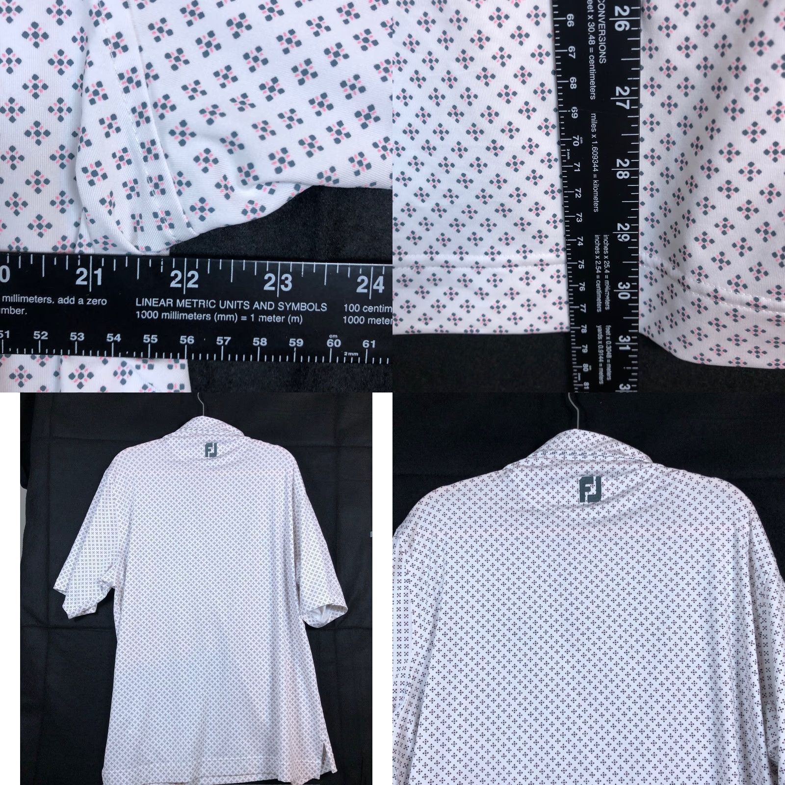 Footjoy FootJoy Mens Polo Shirt White Gray Pink Golf Quick Dry Stretch Large Size L Regular Short Sleeve Button Down Collar Mens Clothing Sports Polo Size US L / EU 52-54 / 3 - 8 Thumbnail