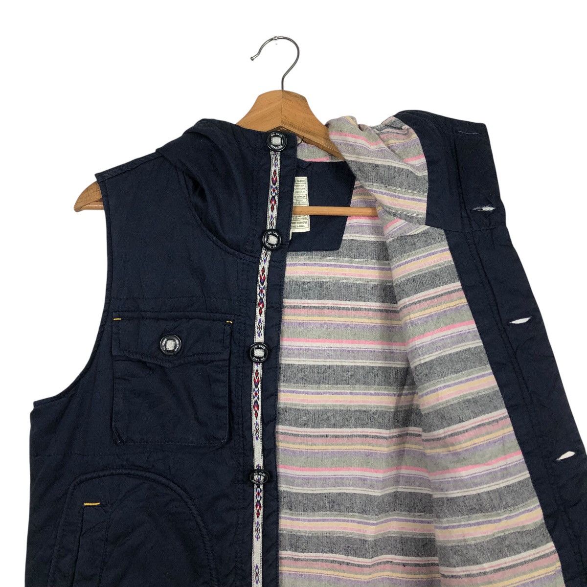 Japanese Brand × Vintage 📌Vintage Vest Jacket Oilcake Blanket Stripe Issey Miyake Size US M / EU 48-50 / 2 - 14 Thumbnail