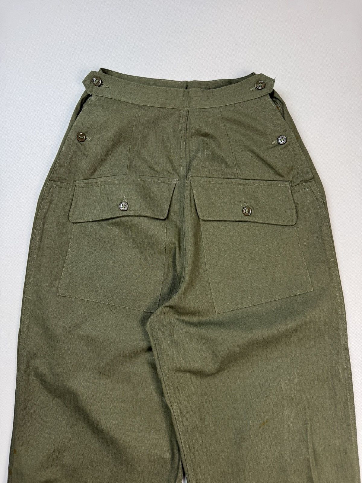 Vintage Original WW2 US Army Corps HBT Herringbone Twill Slack Pants Size 27" / US 4 / IT 40 - 5 Thumbnail